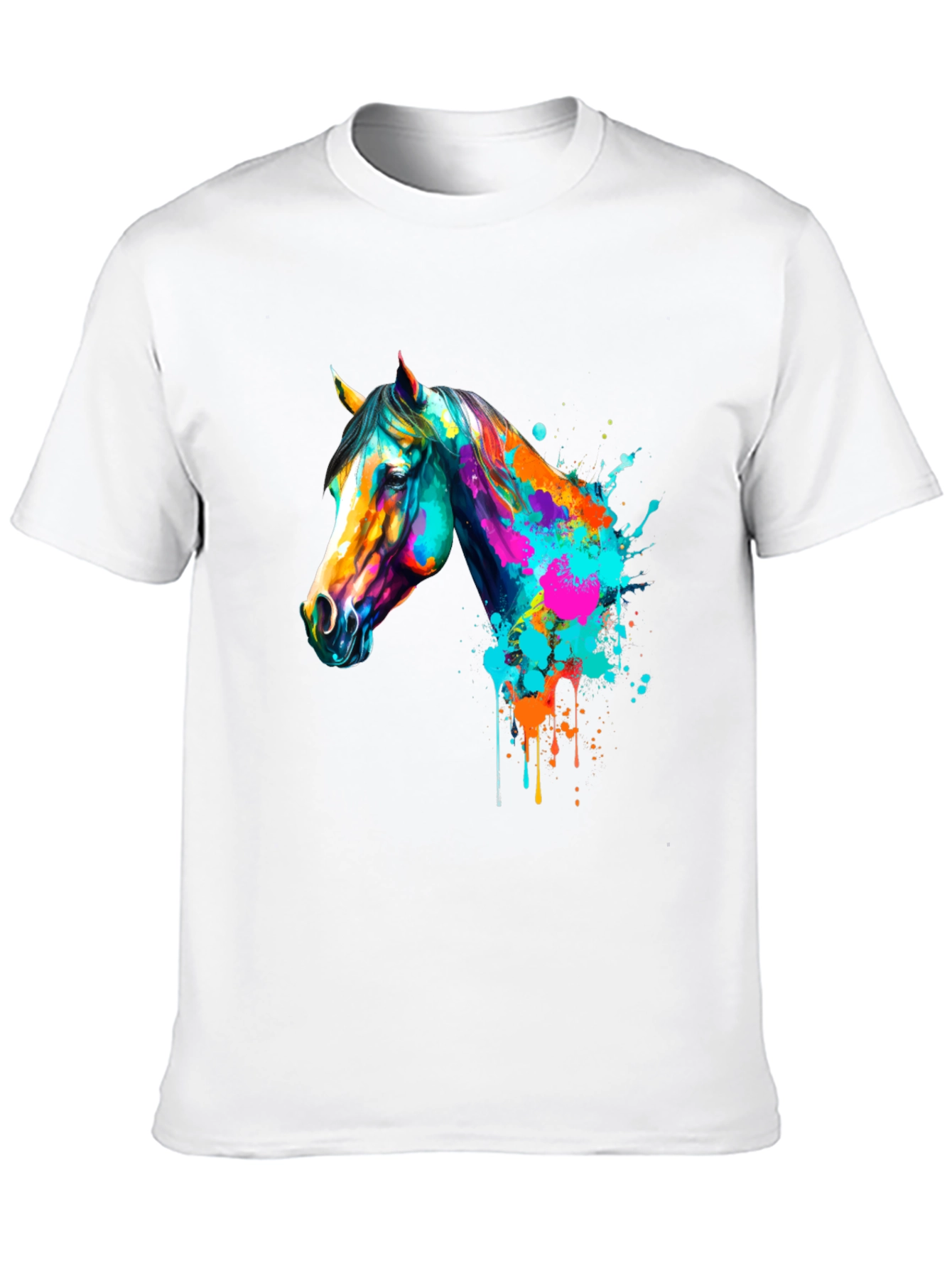 Vibrant Horse Graphic Print Mens Black T-Shirt