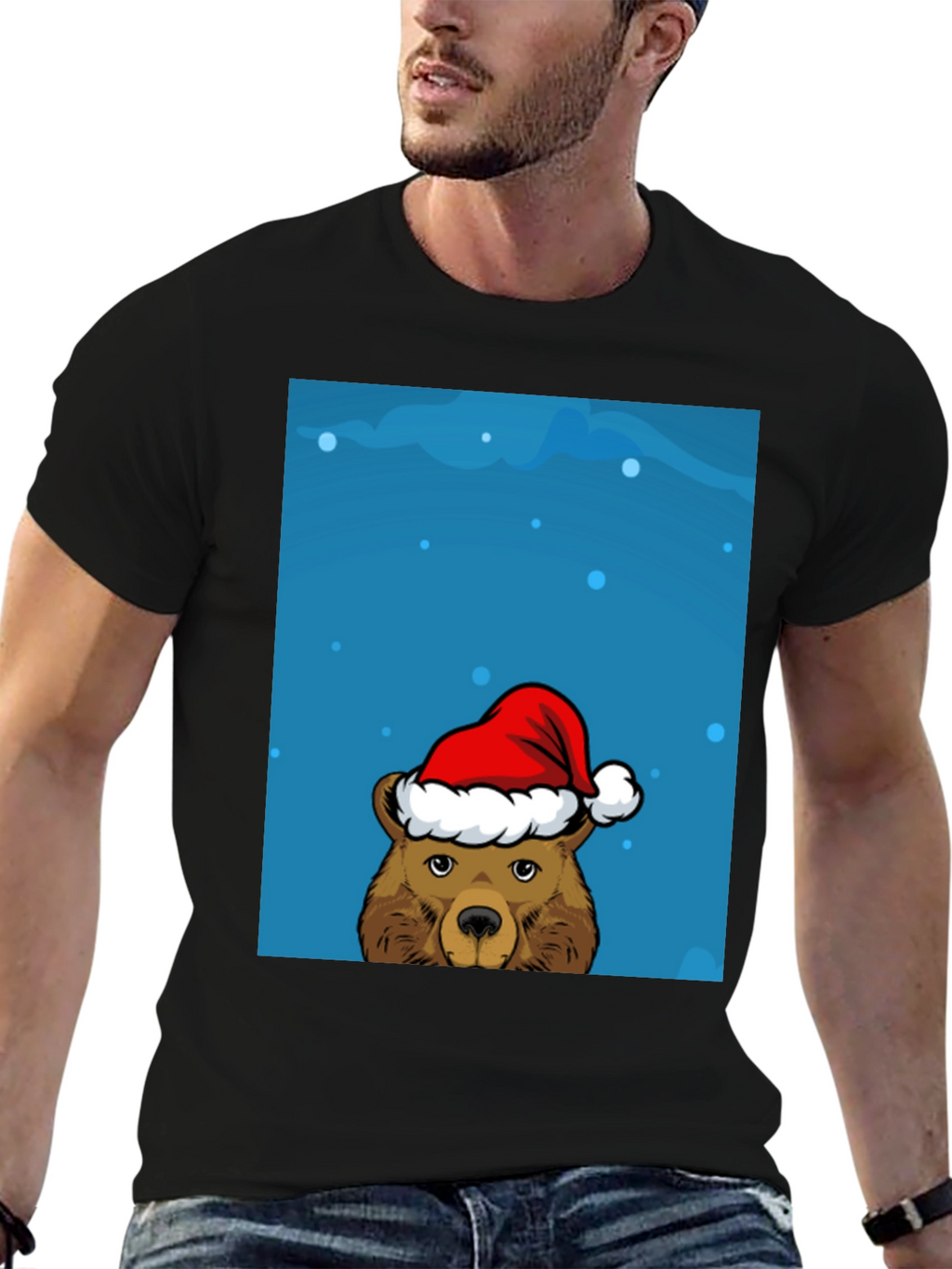 Festive Bear Graphic Tee - Holiday Cheer