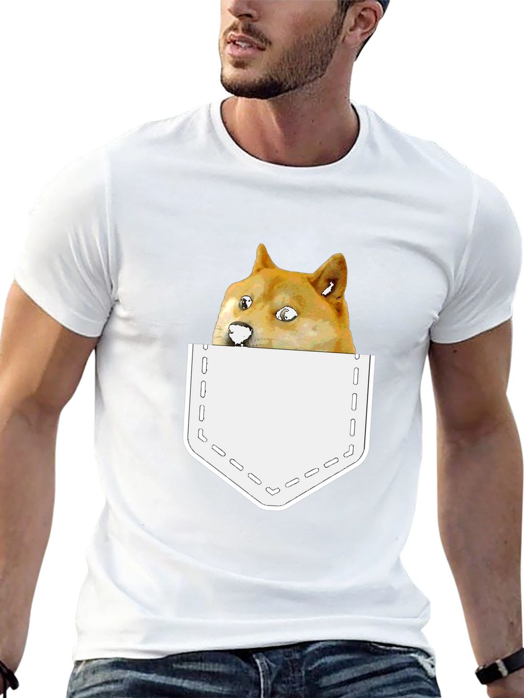 Doge Meme Pocket T-Shirt - Funny Doge Tee