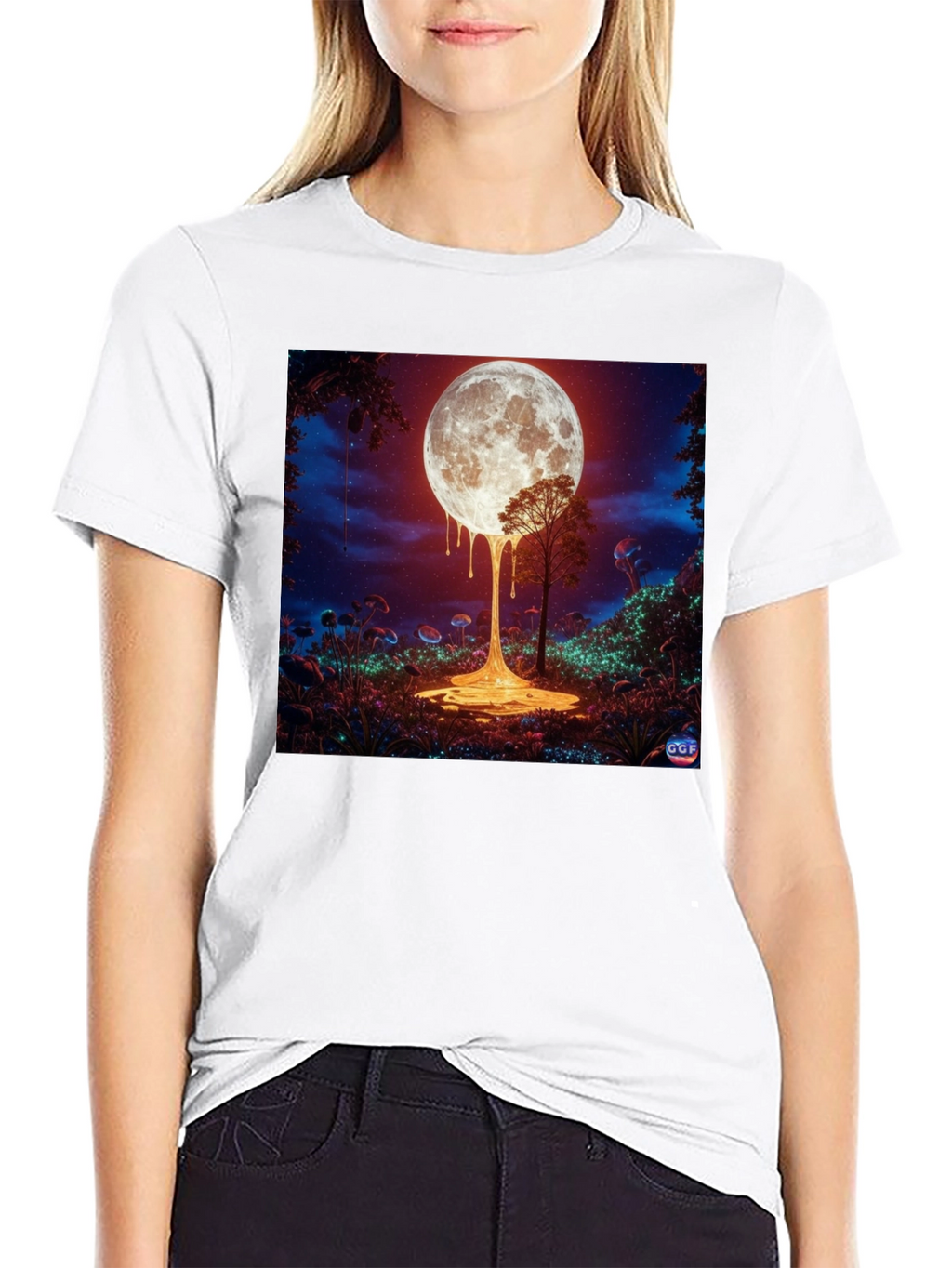 Melting Moon Graphic Tee - Unique Design