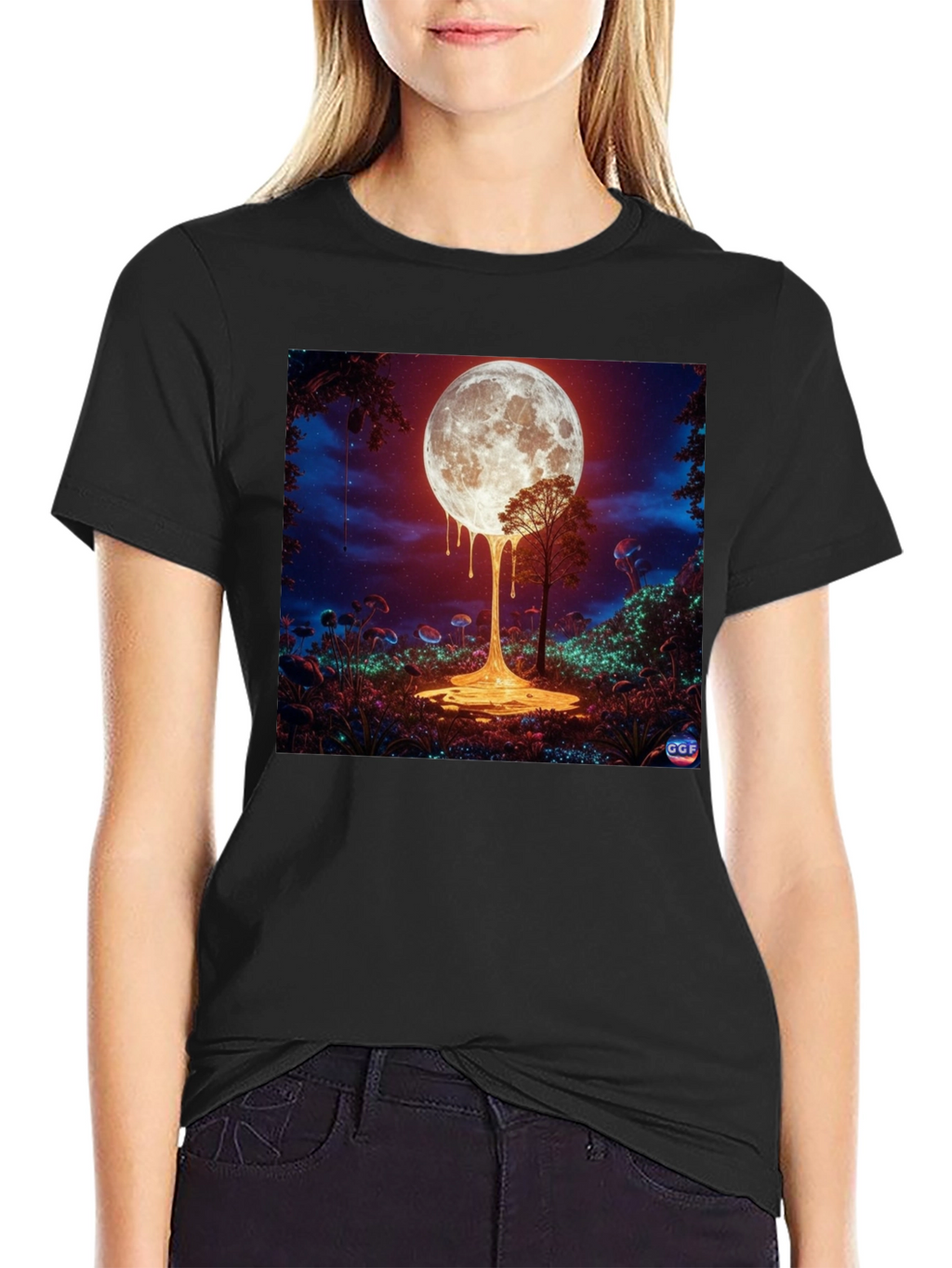 Melting Moon Graphic Tee - Unique Design