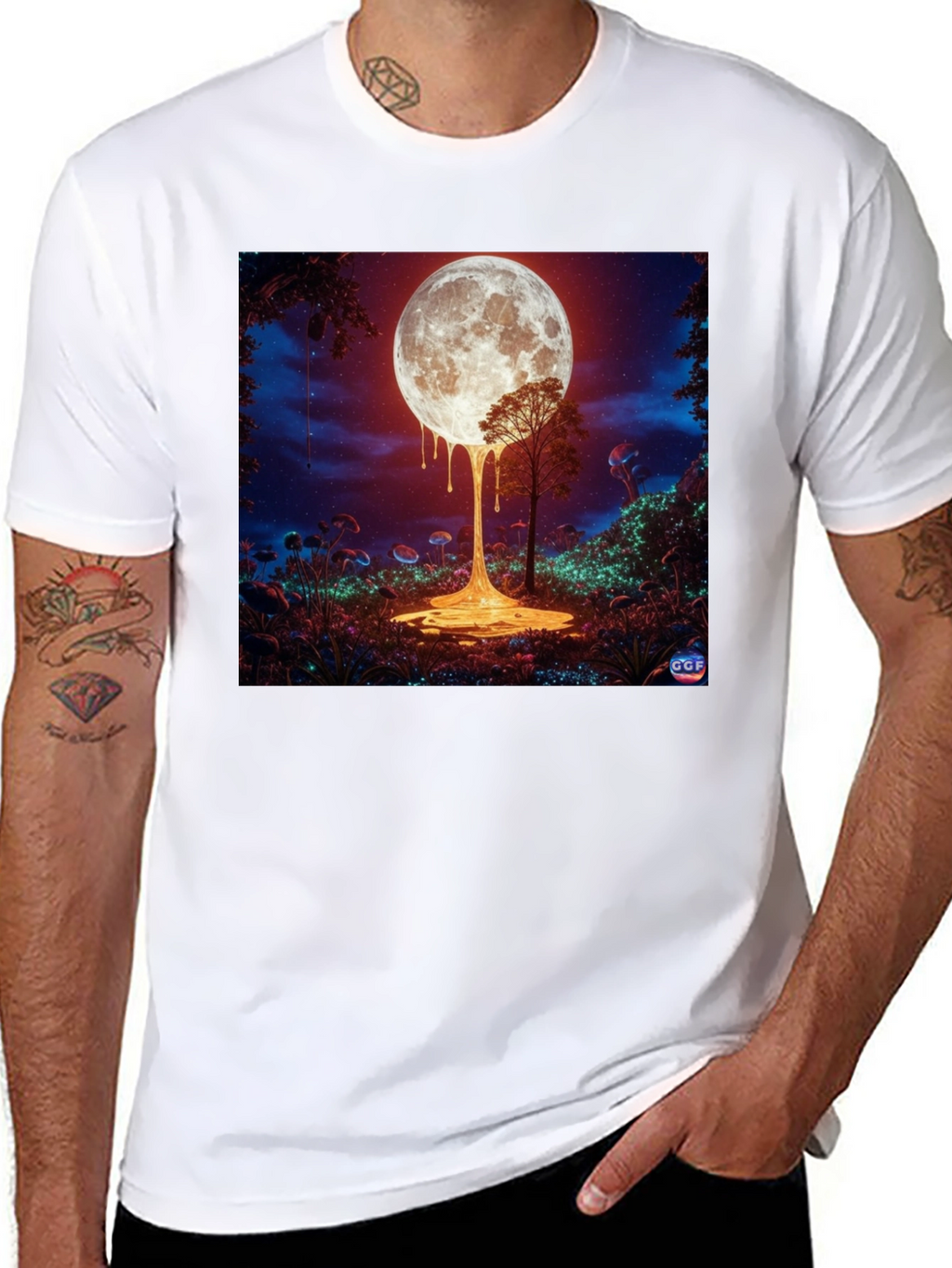 Melting Moon Graphic Tee - Unique Design