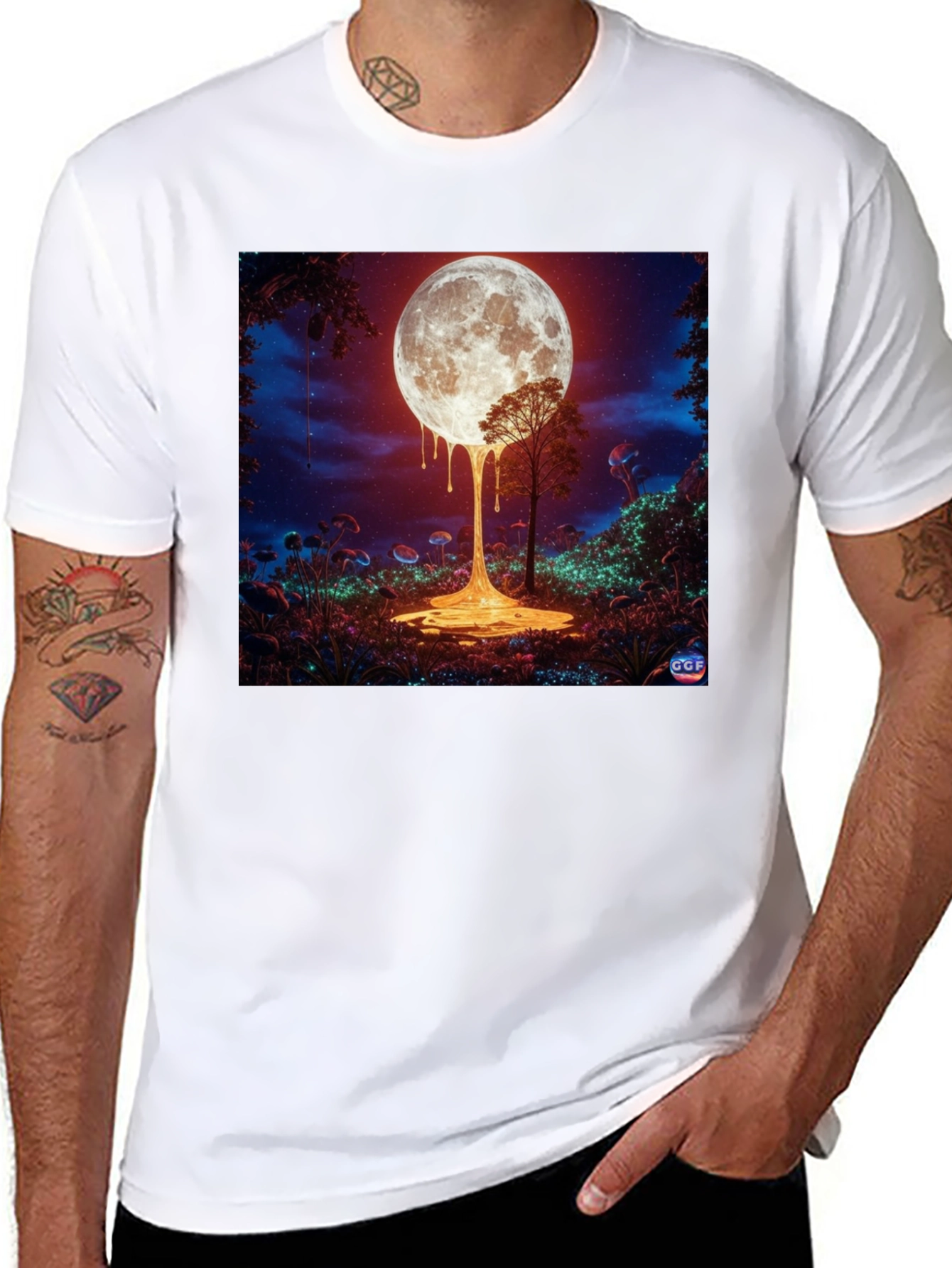 Melting Moon Graphic Tee - Unique Design