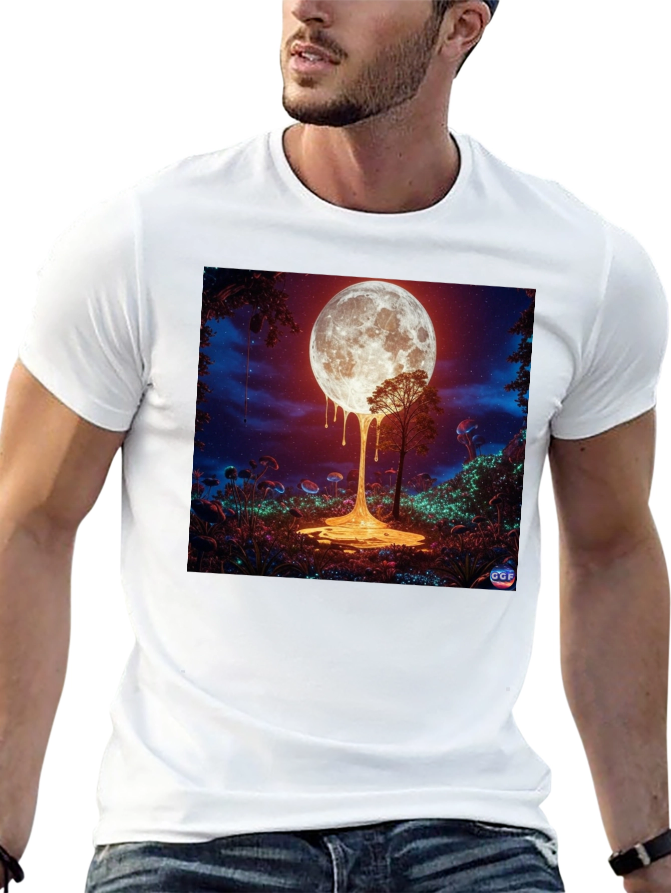 Melting Moon Graphic Tee - Unique Design