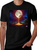 Melting Moon Graphic Tee - Unique Design