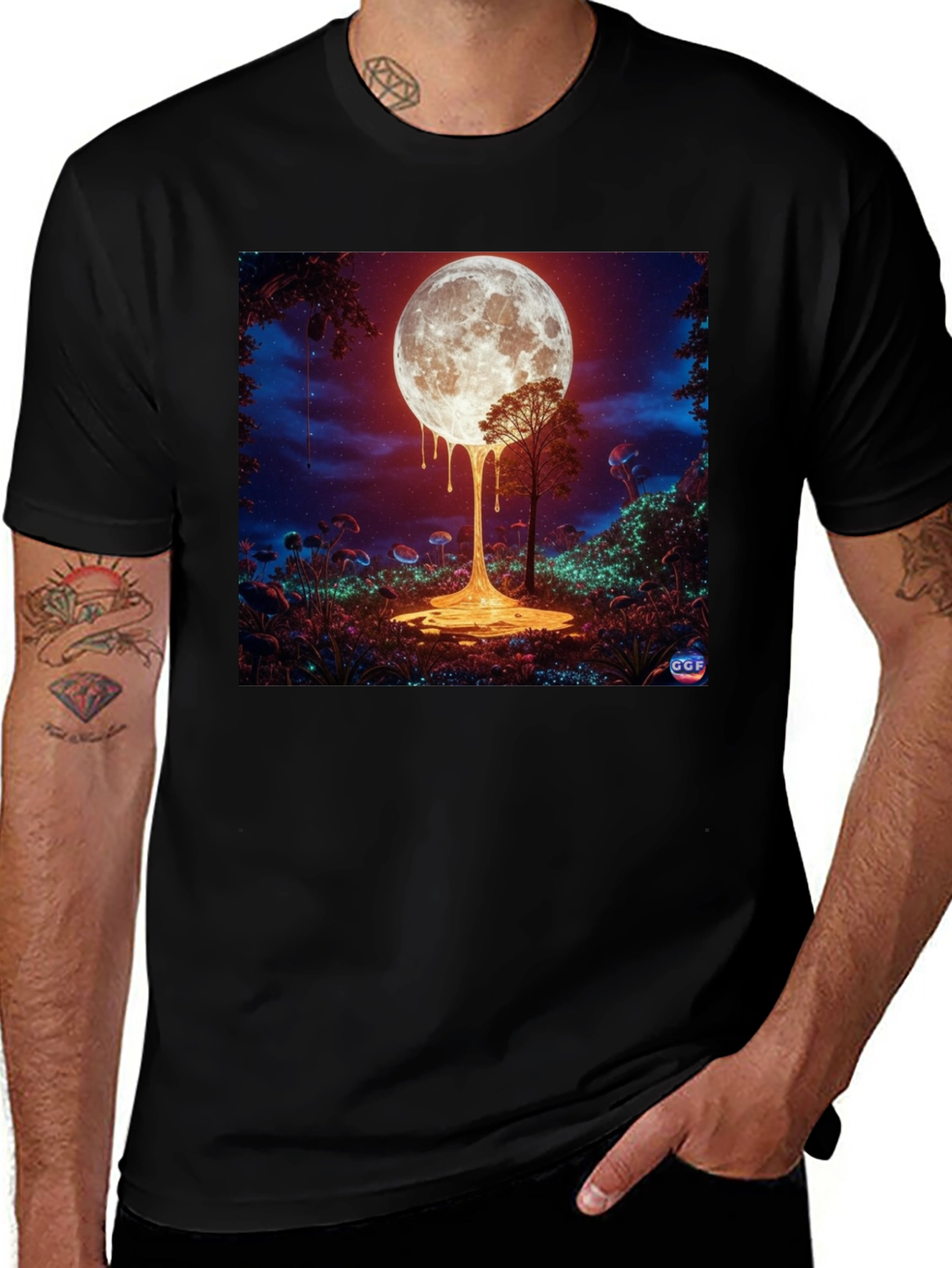 Melting Moon Graphic Tee - Unique Design