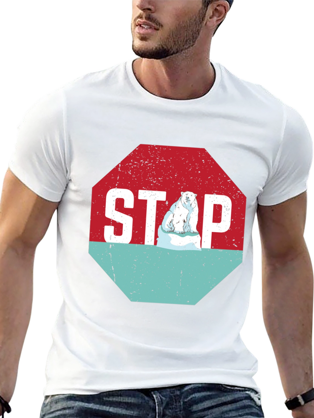 Stop Climate Change Polar Bear Graphic Tee
