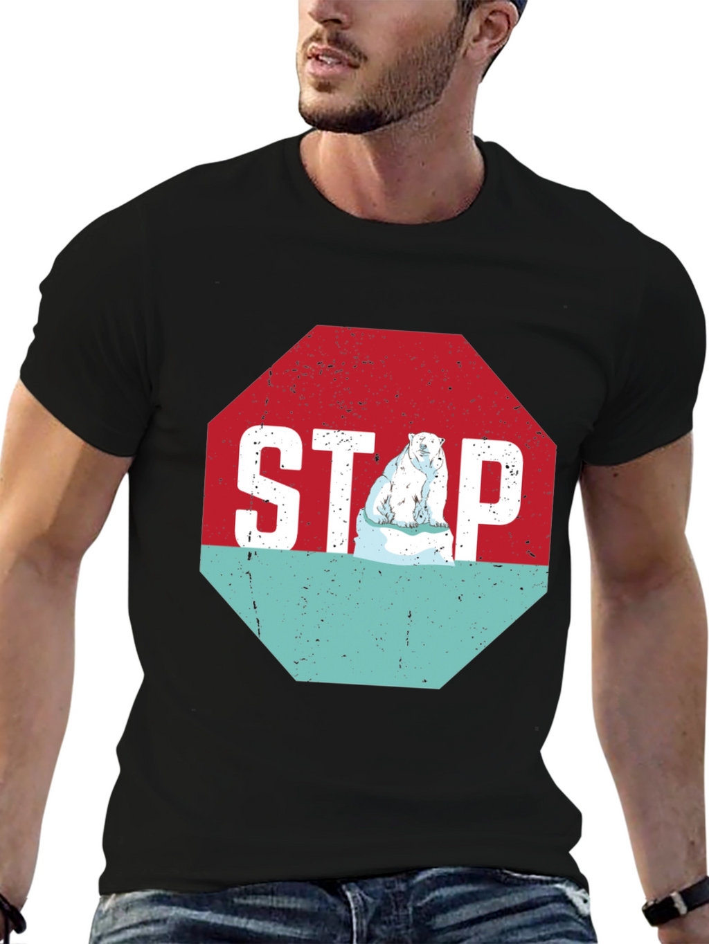 Stop Climate Change Polar Bear Graphic Tee