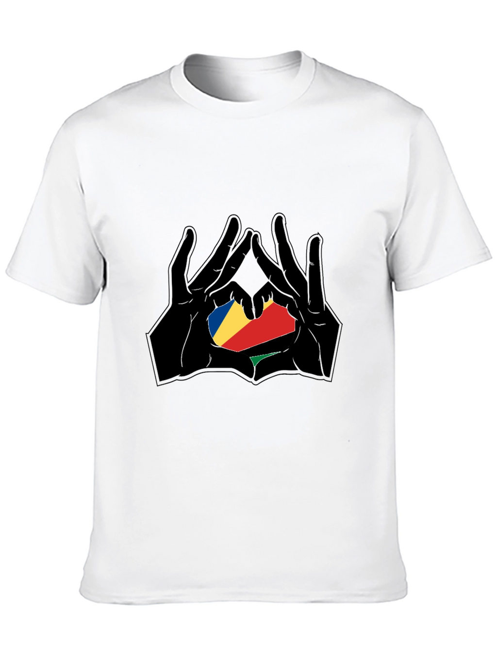 Seychelles Flag Heart Hands T-Shirt
