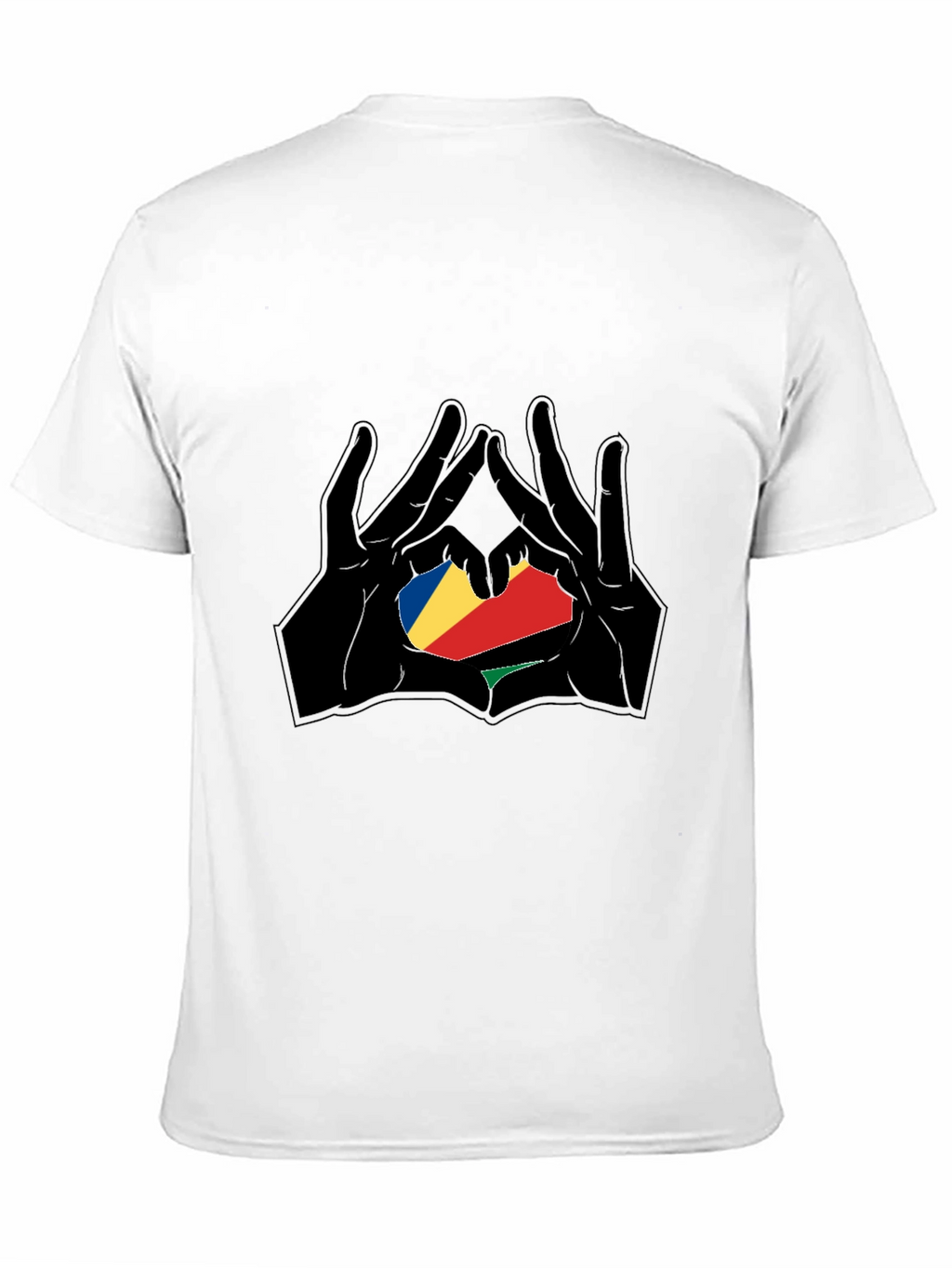 Seychelles Flag Heart Hands T-Shirt
