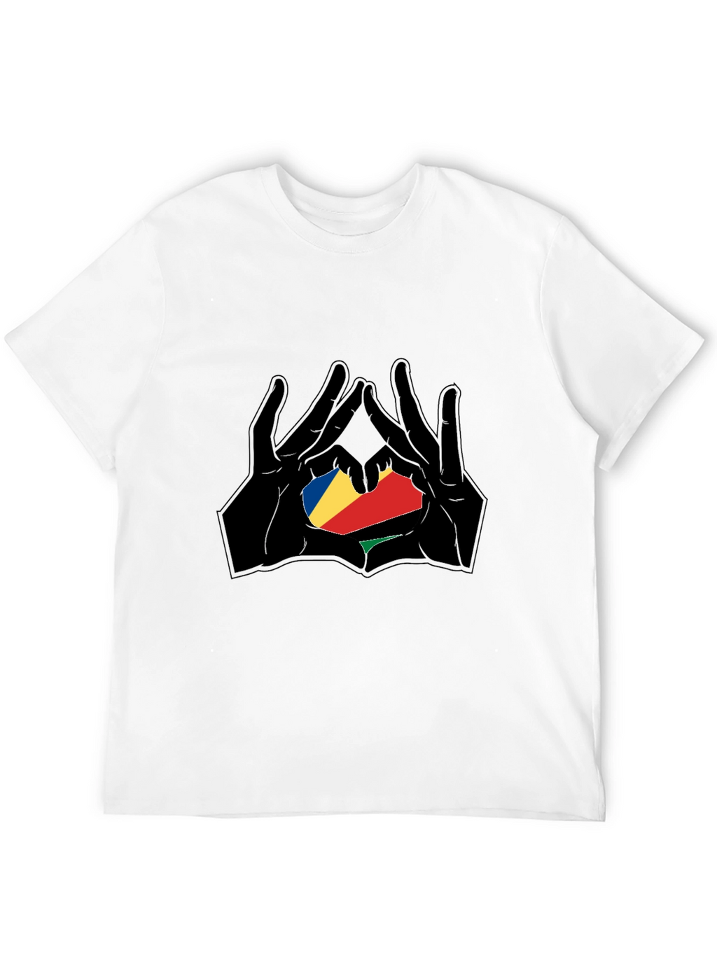 Seychelles Flag Heart Hands T-Shirt