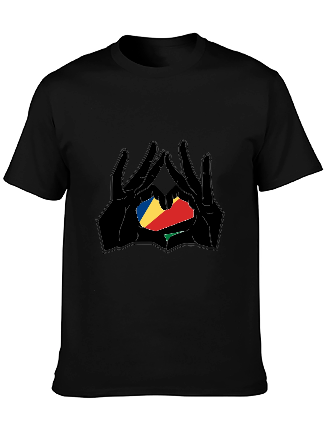 Seychelles Flag Heart Hands T-Shirt