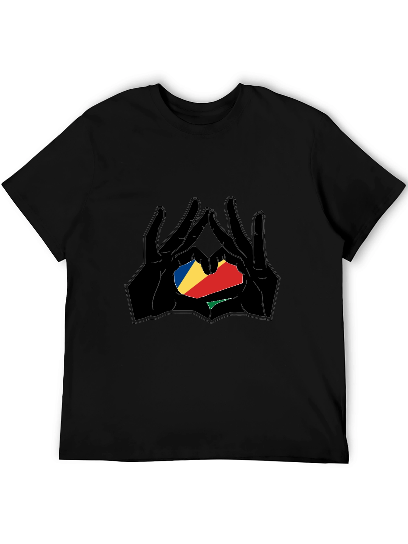 Seychelles Flag Heart Hands T-Shirt