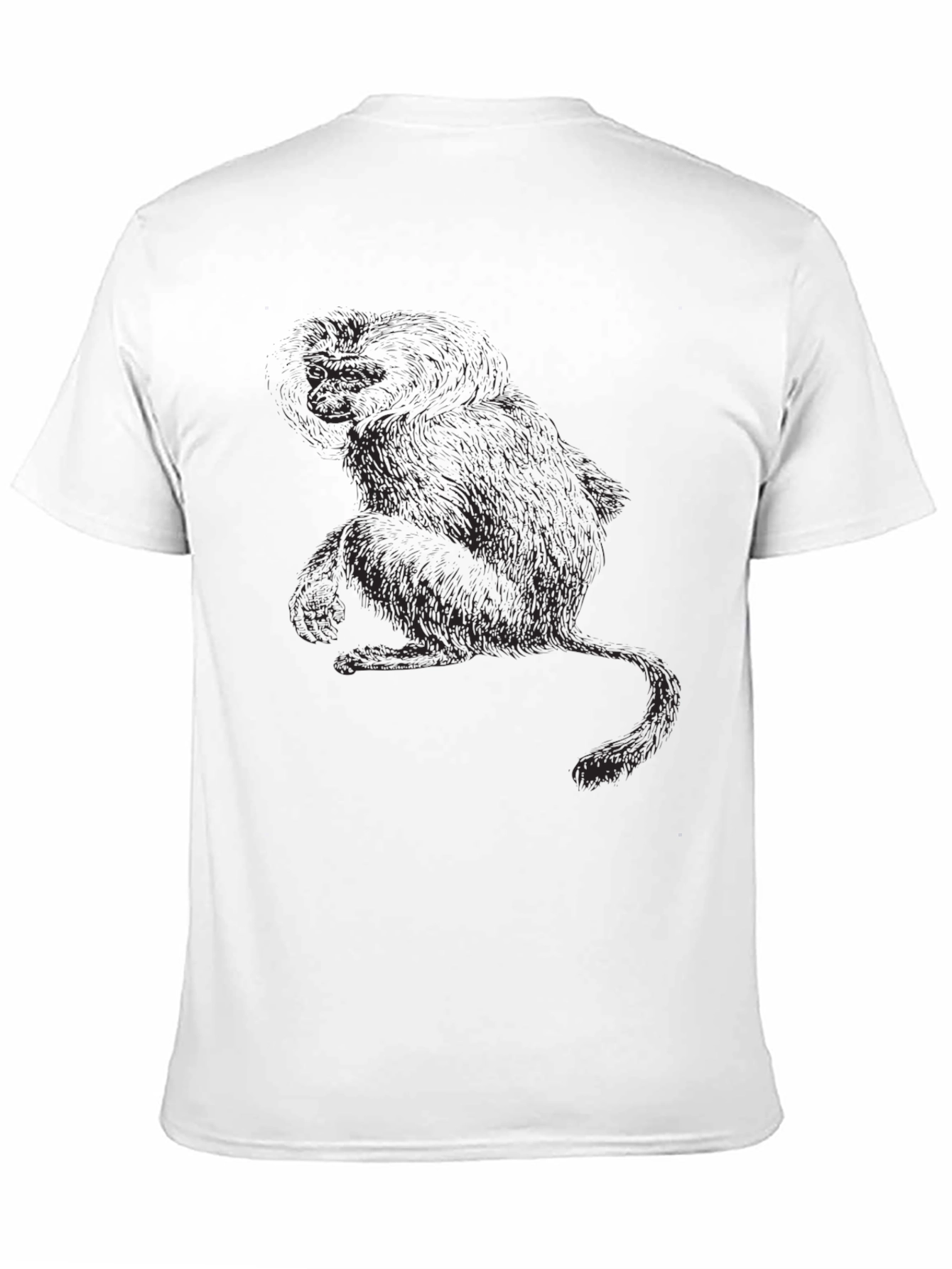 Mens Black Graphic Tee - Monkey Print