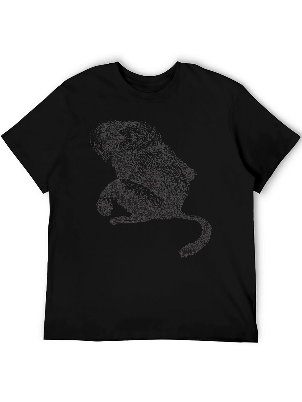 Mens Black Graphic Tee - Monkey Print