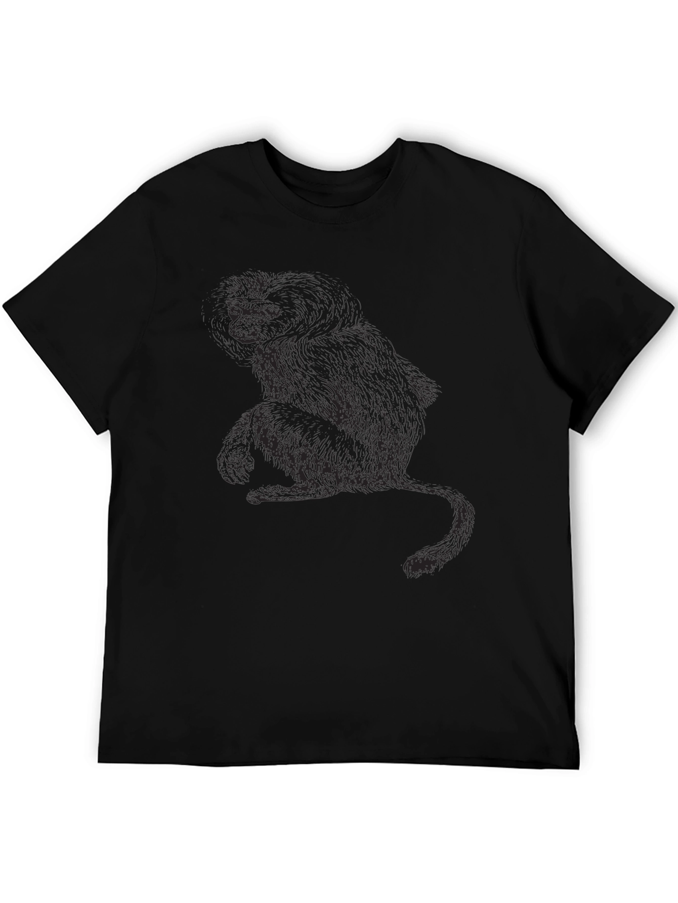 Mens Black Graphic Tee - Monkey Print