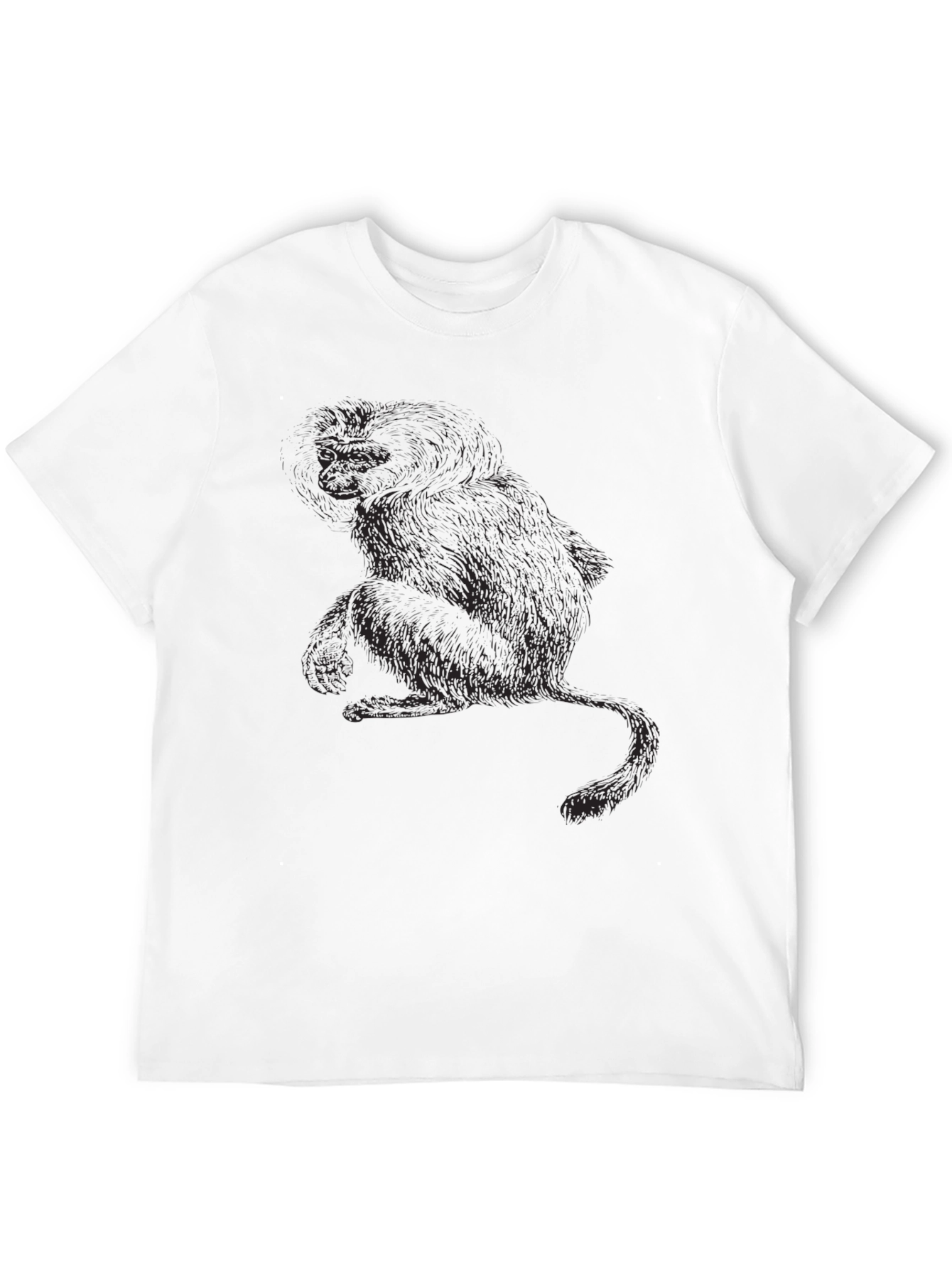 Mens Black Graphic Tee - Monkey Print