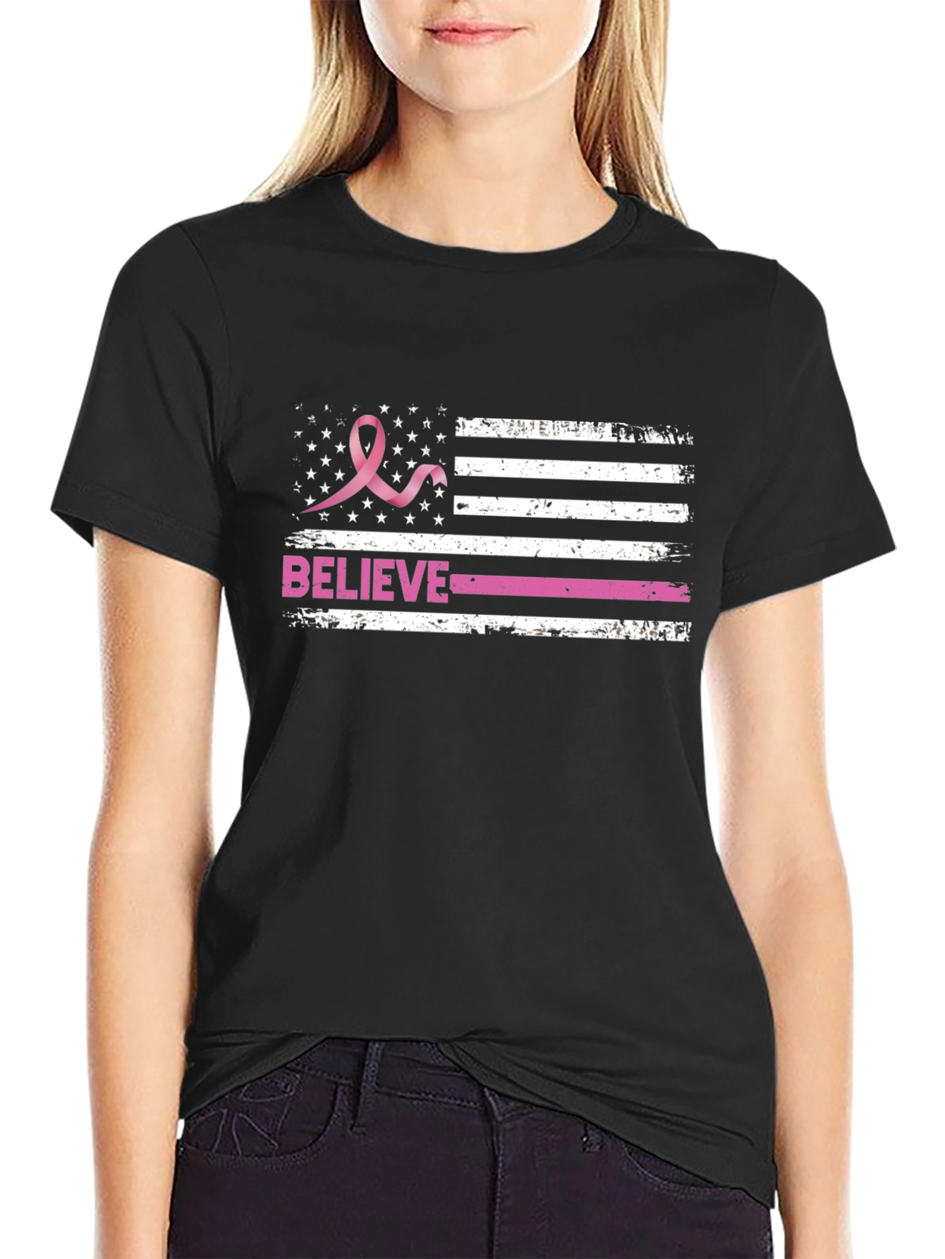 Breast Cancer Awareness Flag T-Shirt