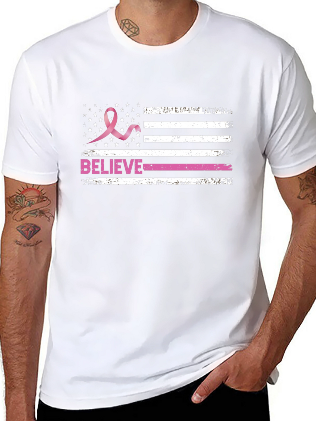 Breast Cancer Awareness Flag T-Shirt