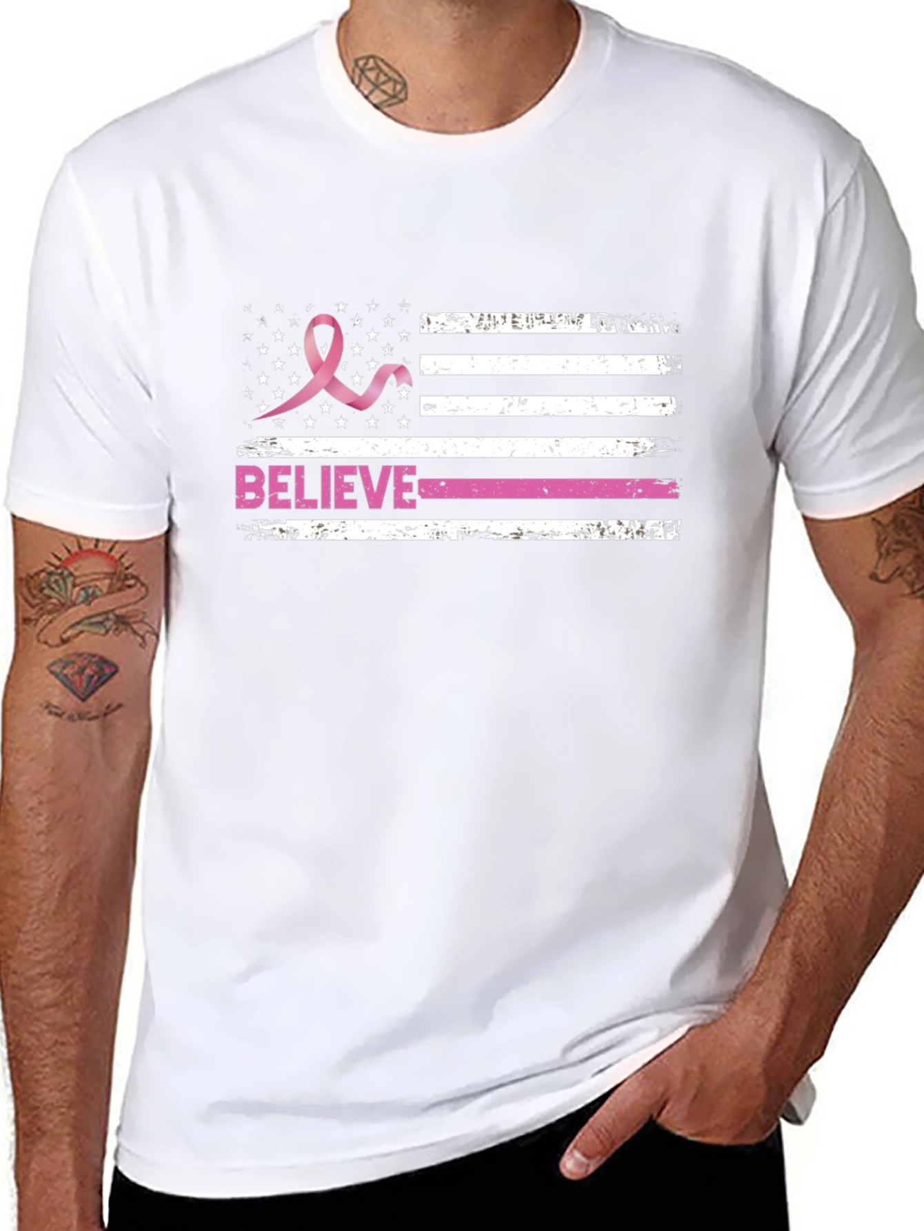 Breast Cancer Awareness Flag T-Shirt