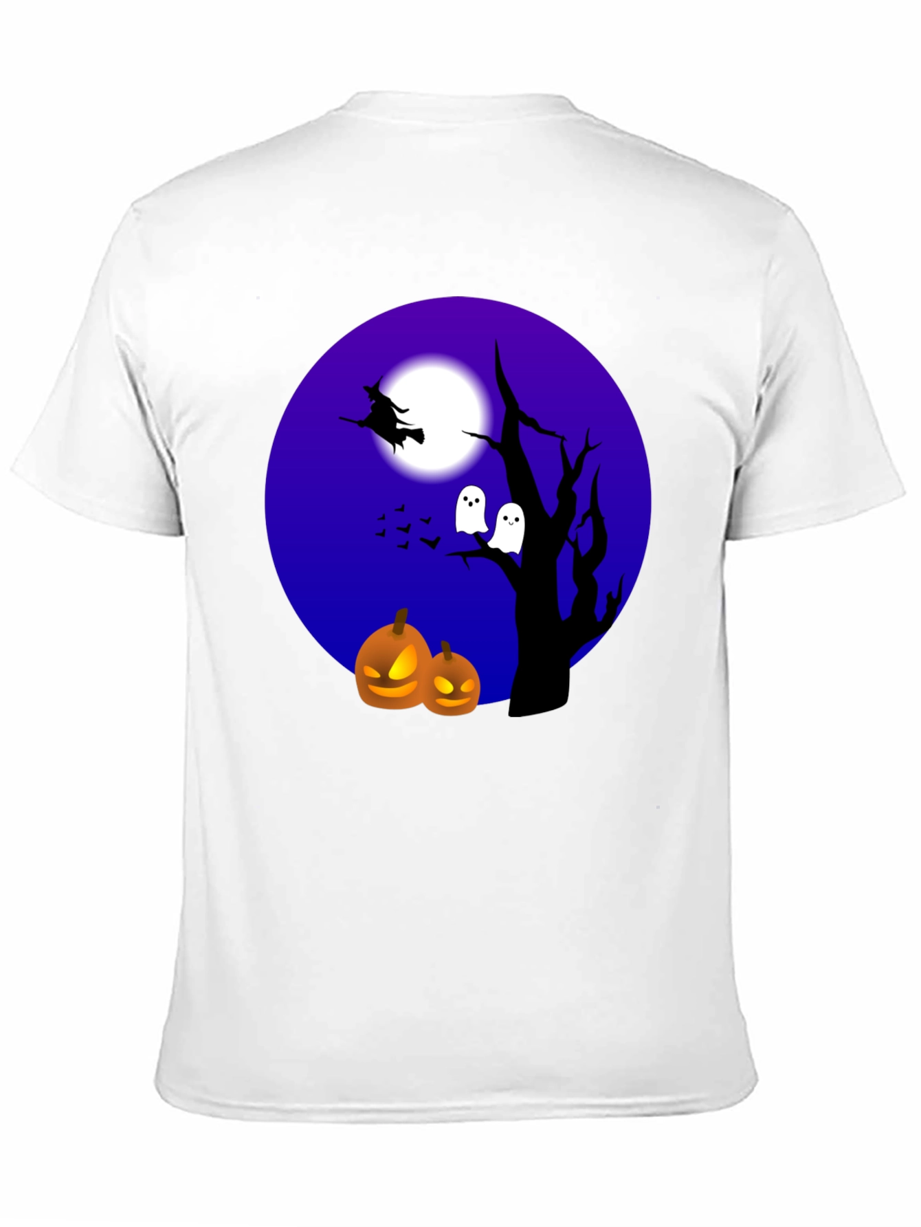 Halloween T-Shirt Witch Ghosts Pumpkins Black