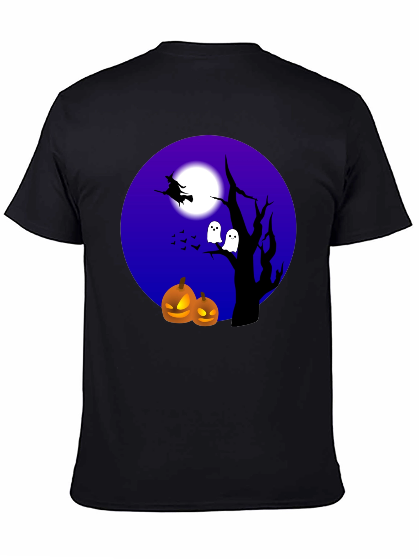 Halloween T-Shirt Witch Ghosts Pumpkins Black
