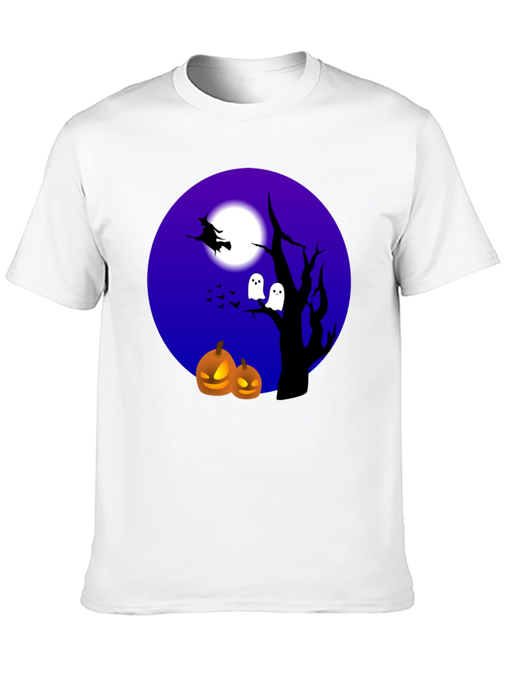 Halloween T-Shirt Witch Ghosts Pumpkins Black