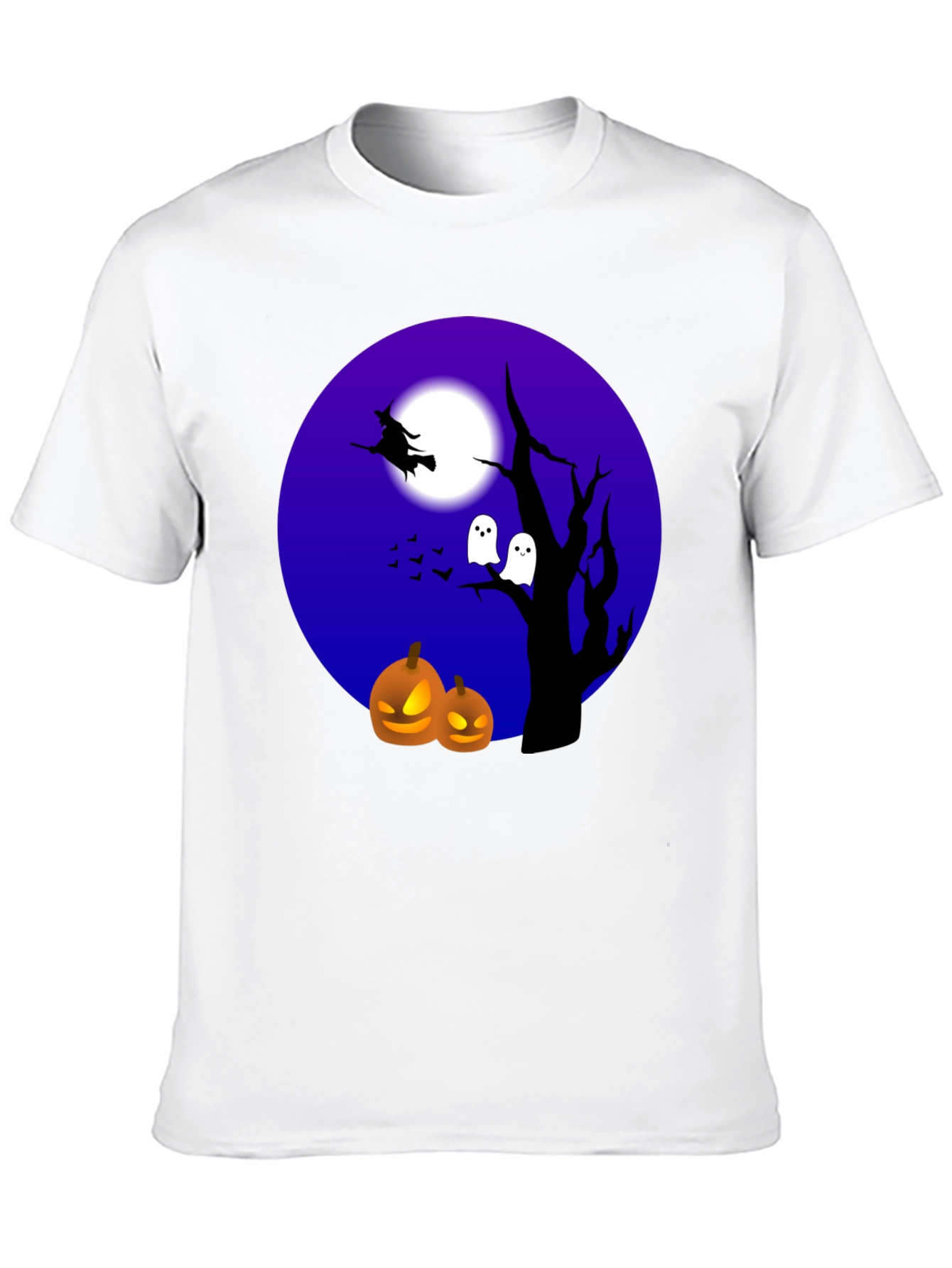 Halloween T-Shirt Witch Ghosts Pumpkins Black