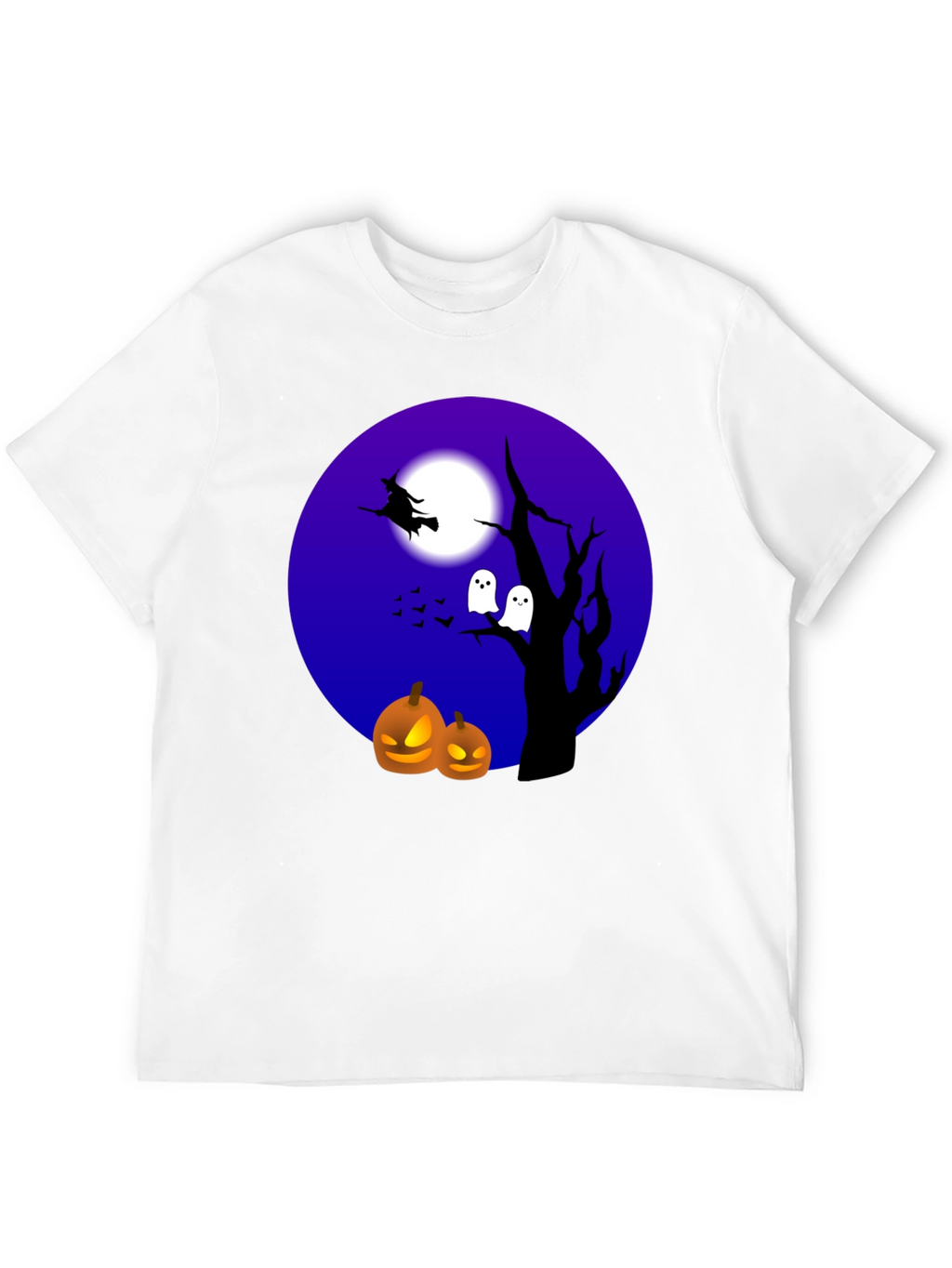 Halloween T-Shirt Witch Ghosts Pumpkins Black