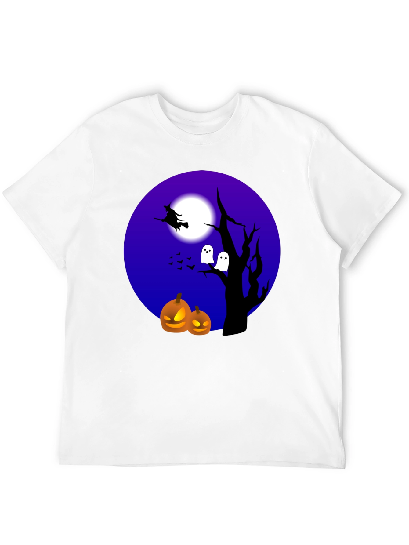 Halloween T-Shirt Witch Ghosts Pumpkins Black