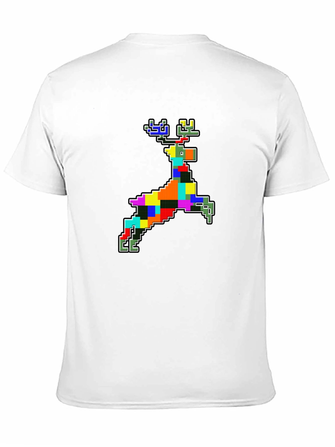 Pixelated Reindeer Black T-Shirt