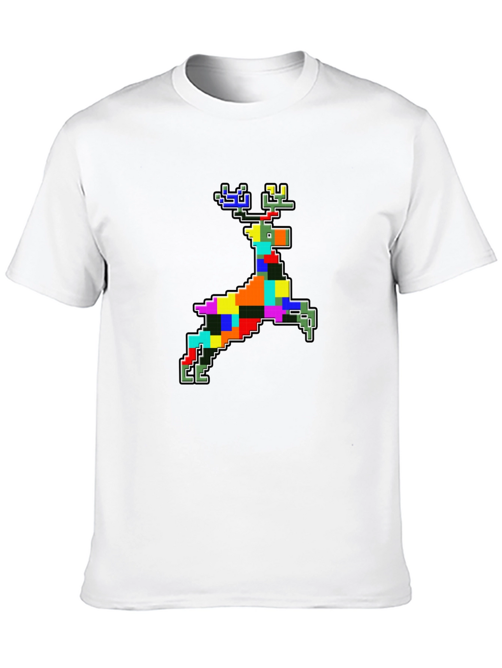 Pixelated Reindeer Black T-Shirt