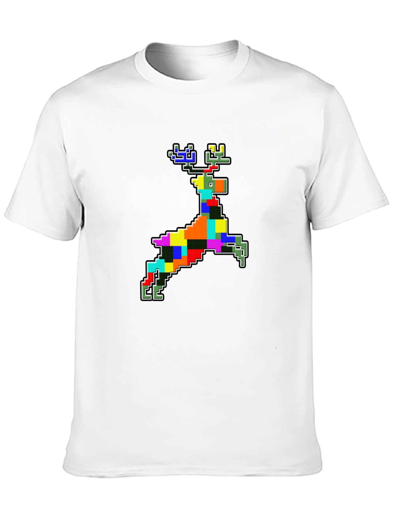 Pixelated Reindeer Black T-Shirt