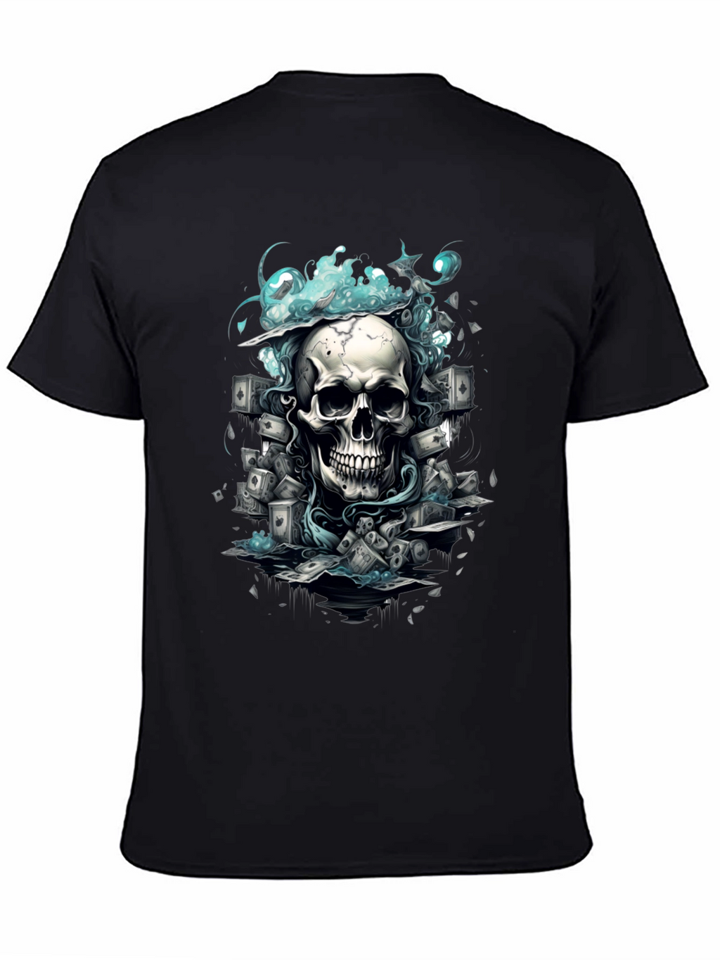 Skull Poker Graphic Tee - Mens Black T-Shirt