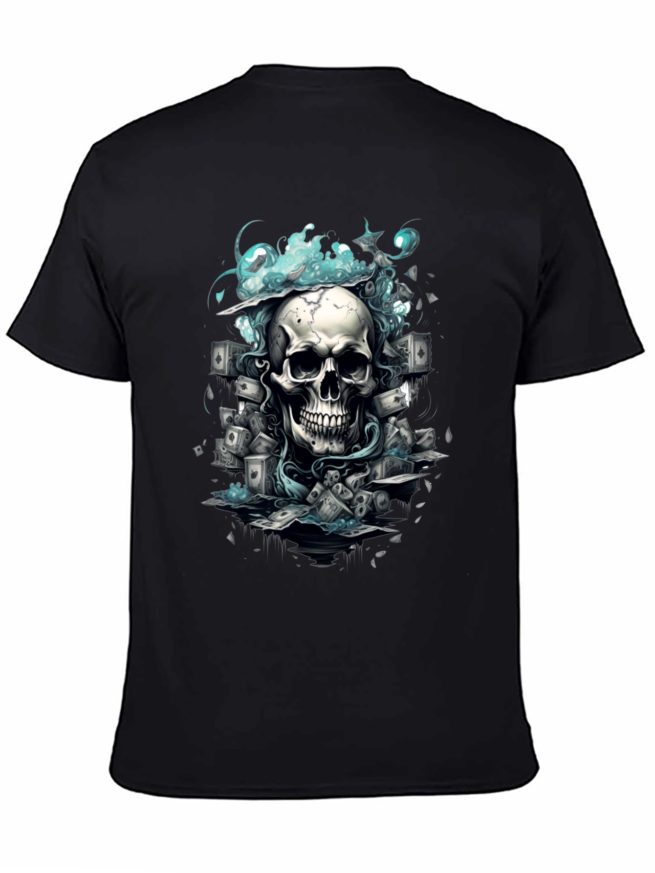 Skull Poker Graphic Tee - Mens Black T-Shirt
