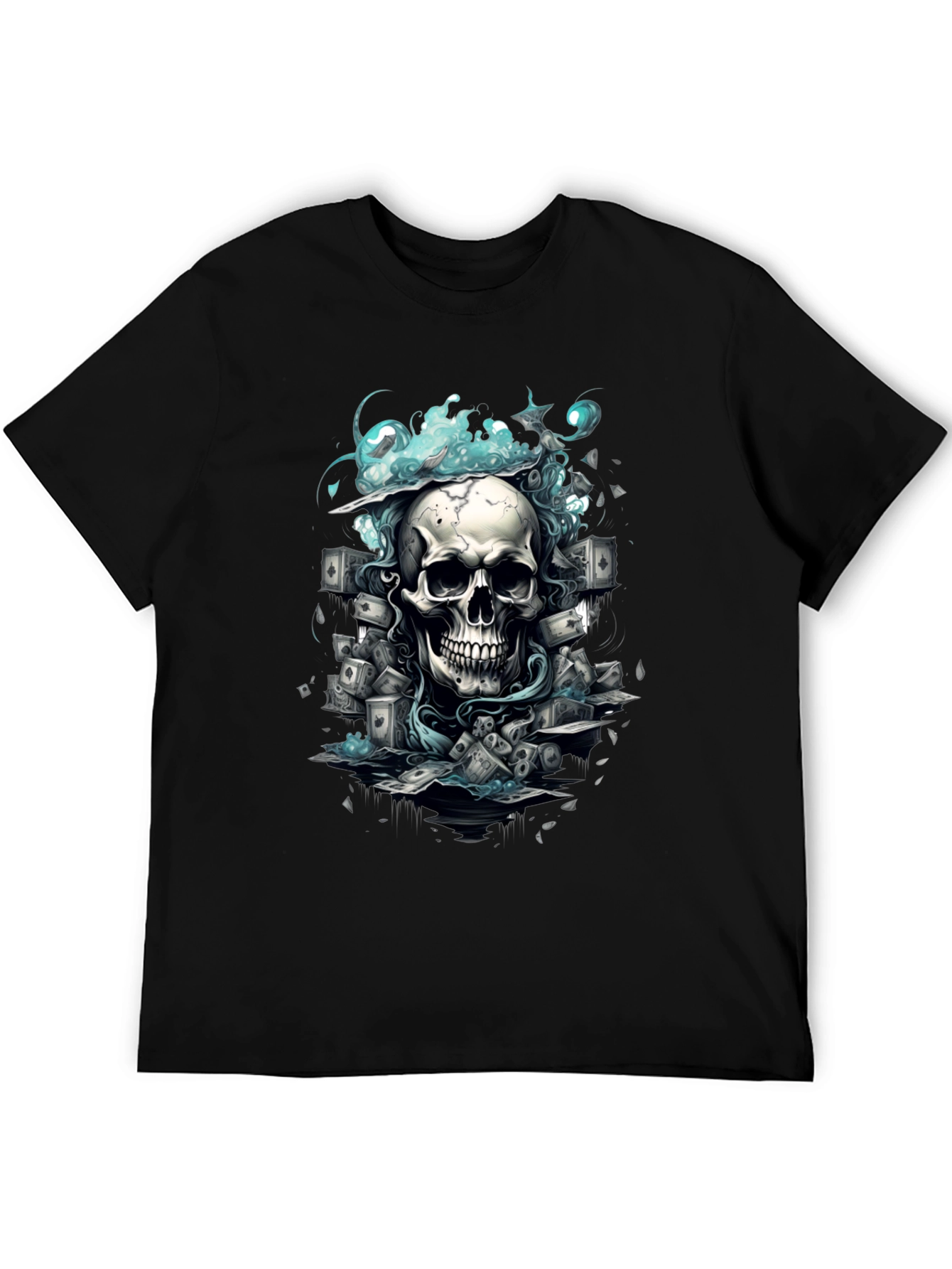 Skull Poker Graphic Tee - Mens Black T-Shirt