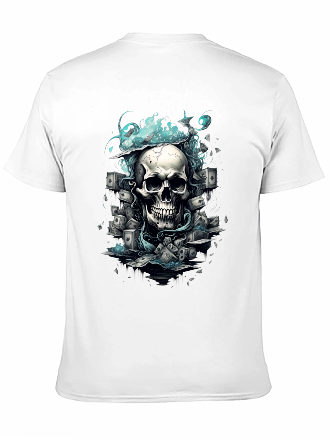 Skull Poker Graphic Tee - Mens Black T-Shirt