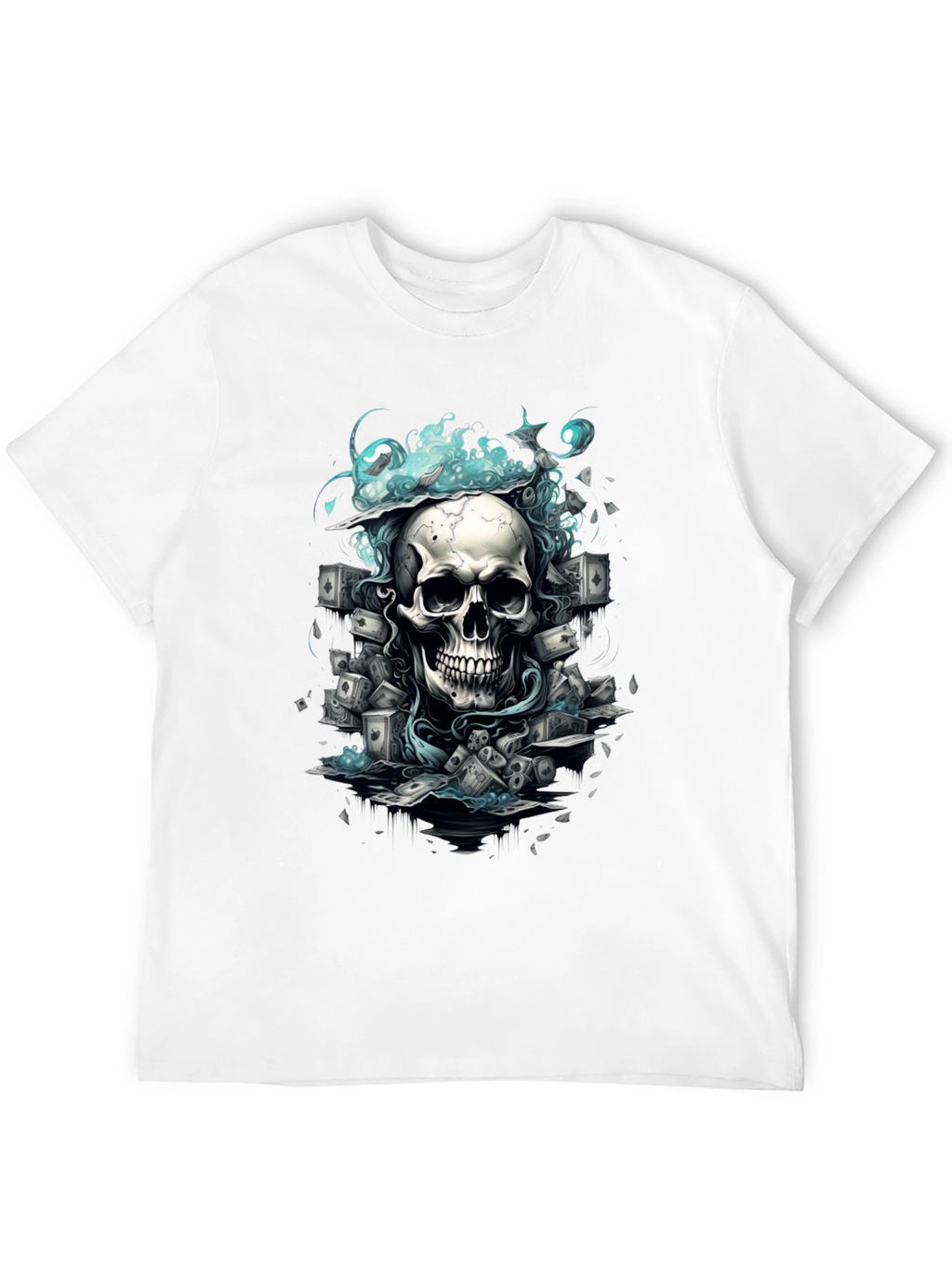 Skull Poker Graphic Tee - Mens Black T-Shirt