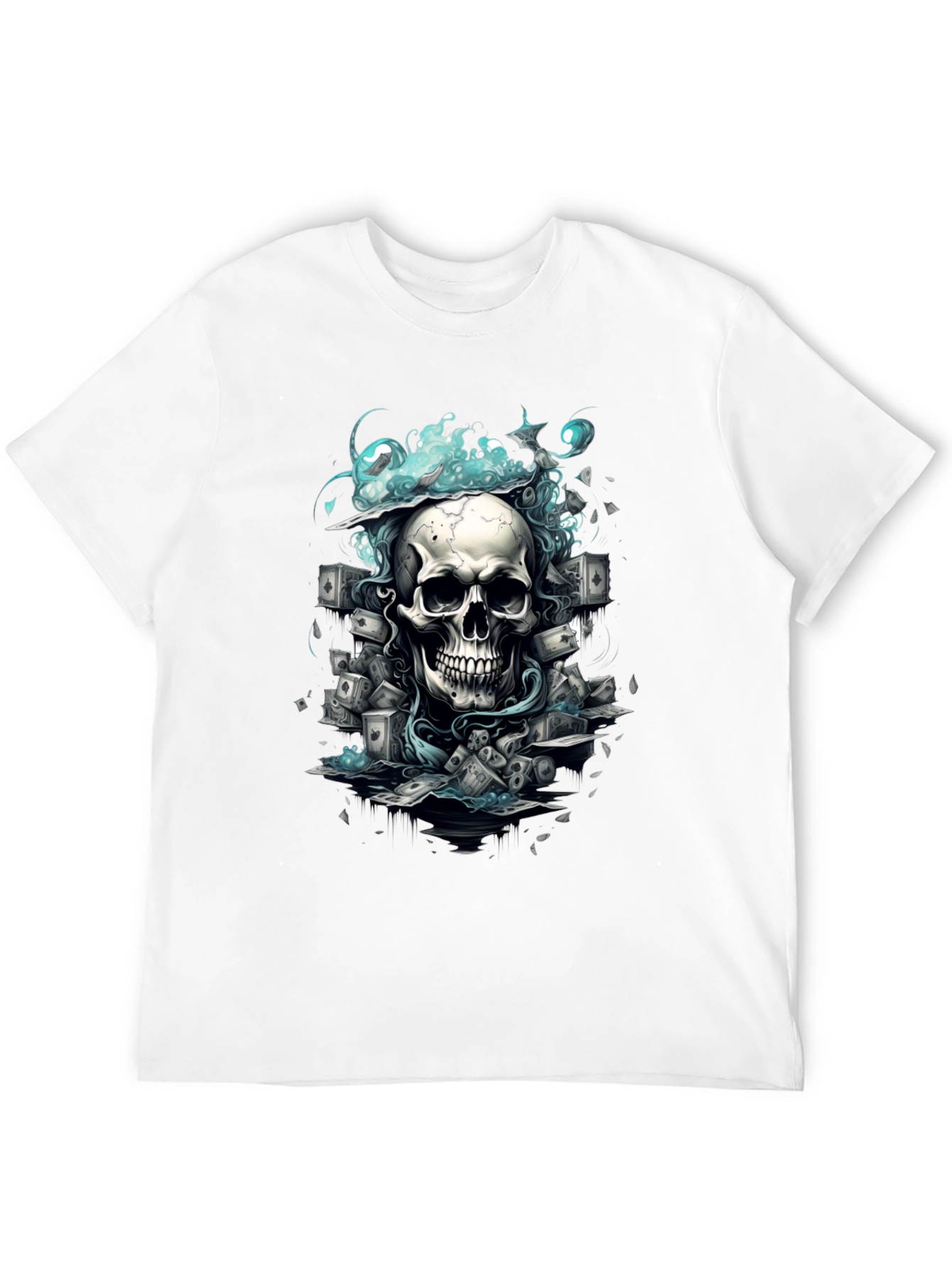 Skull Poker Graphic Tee - Mens Black T-Shirt