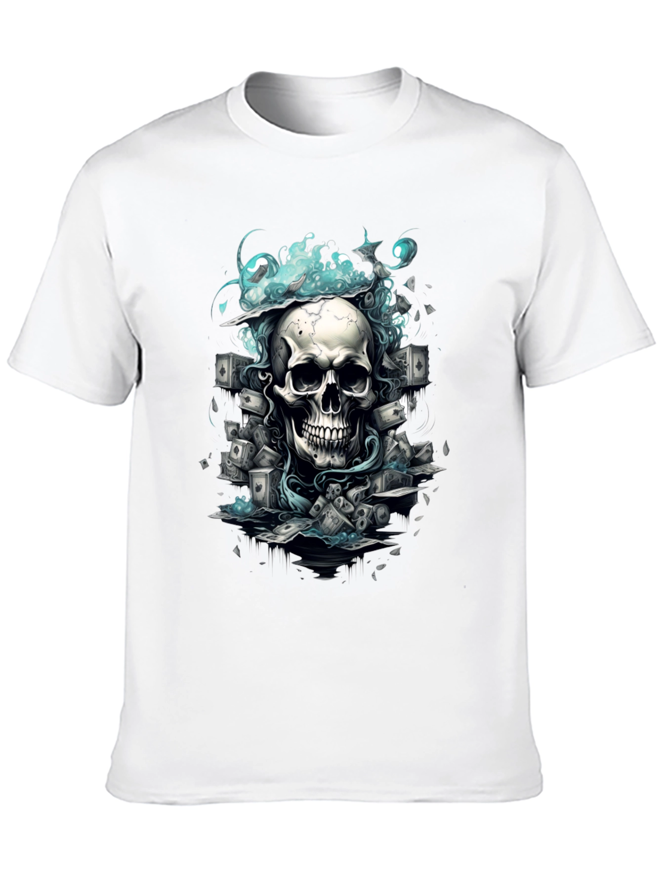 Skull Poker Graphic Tee - Mens Black T-Shirt