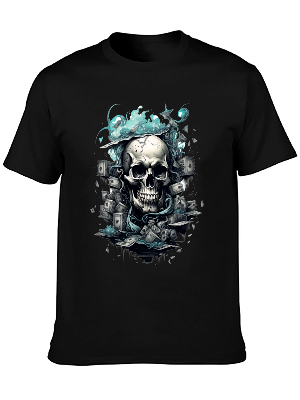 Skull Poker Graphic Tee - Mens Black T-Shirt