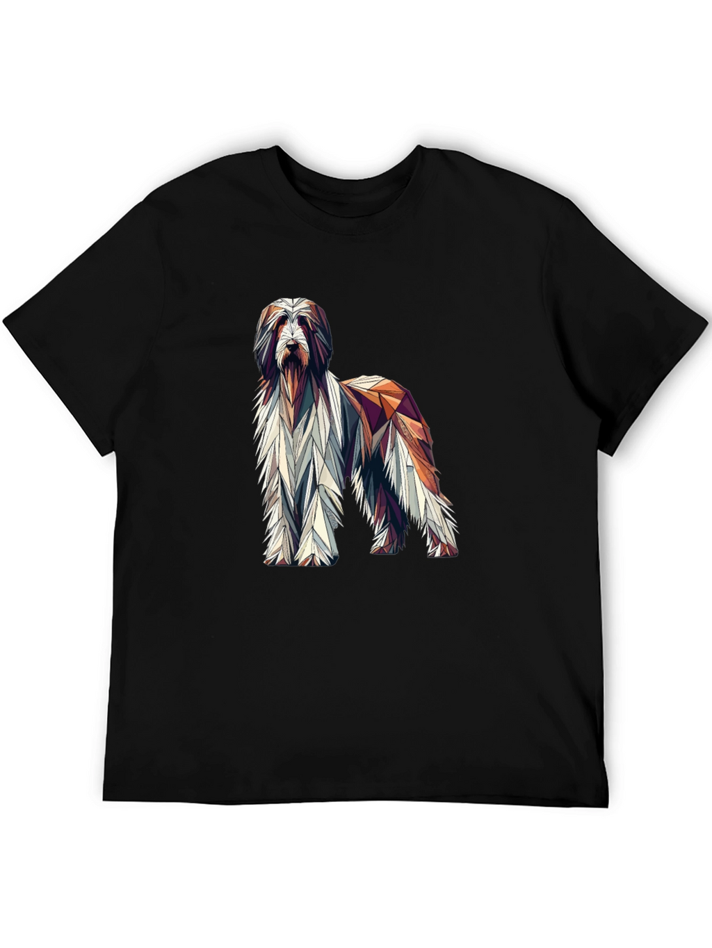 Geometric Dog Graphic Black T-Shirt