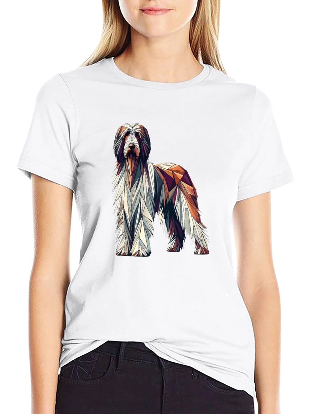 Geometric Dog Graphic Black T-Shirt