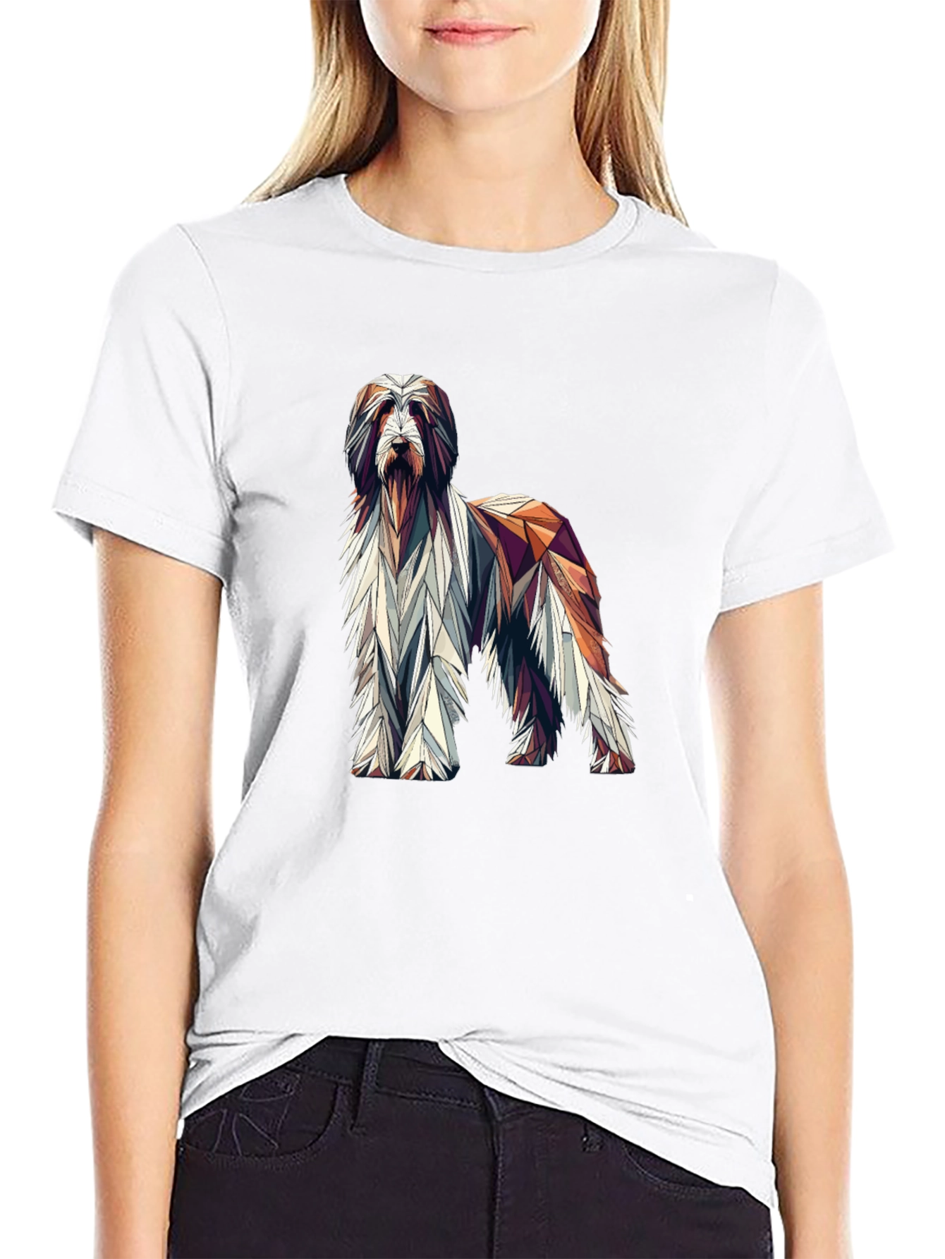Geometric Dog Graphic Black T-Shirt