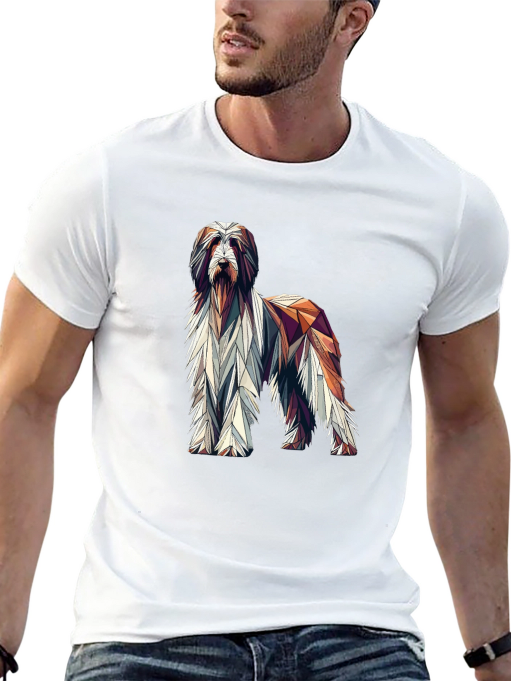 Geometric Dog Graphic Black T-Shirt