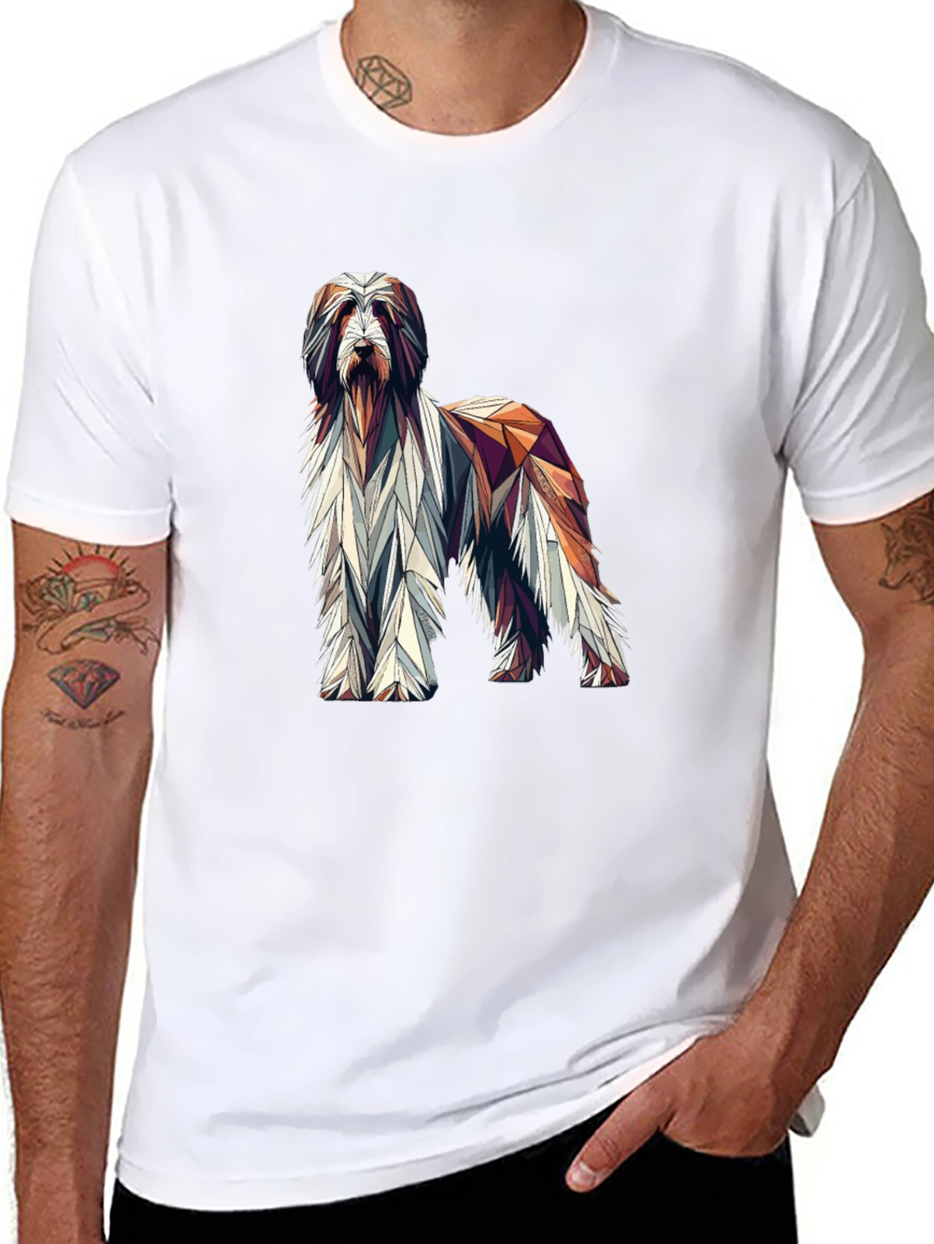 Geometric Dog Graphic Black T-Shirt