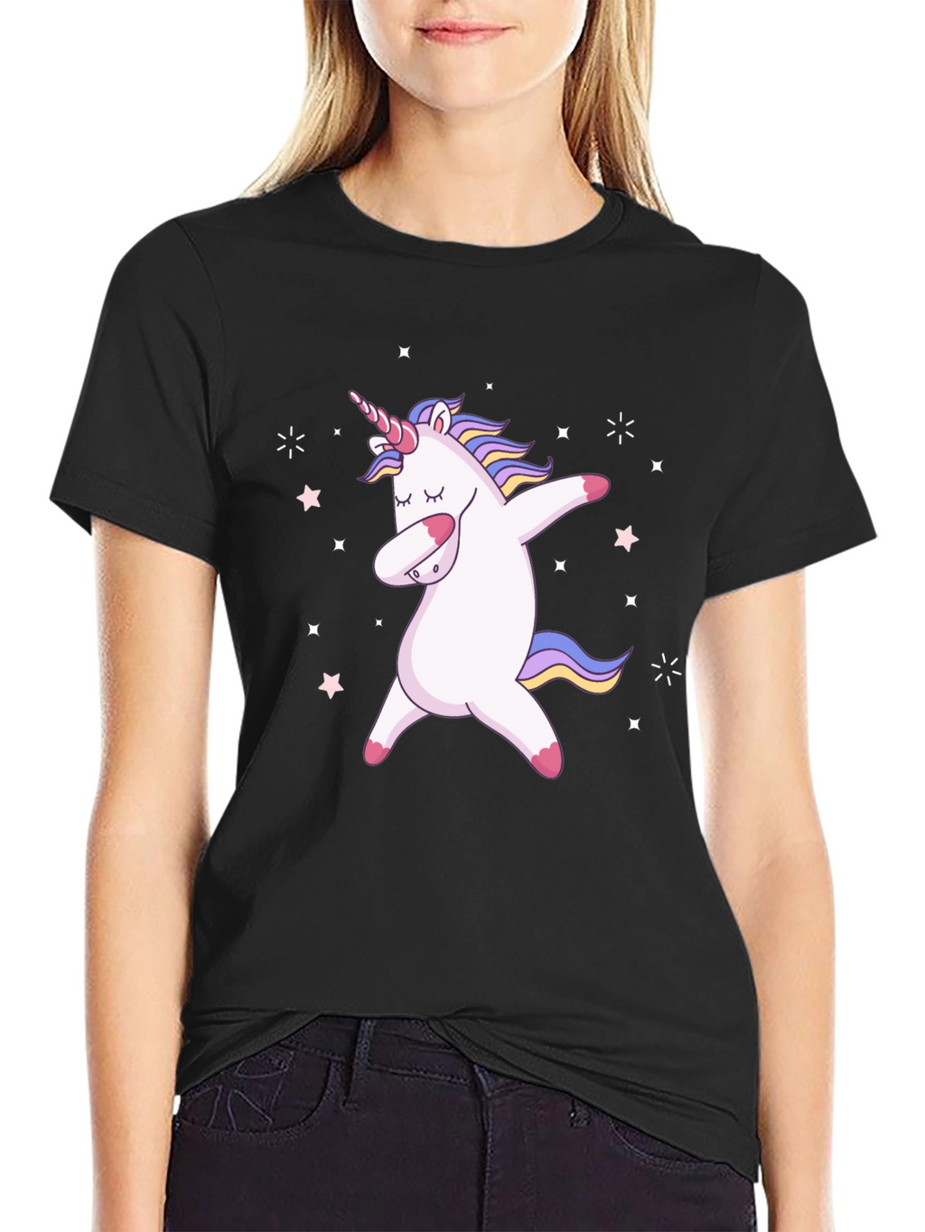 Dabbing Unicorn Black Graphic Tee