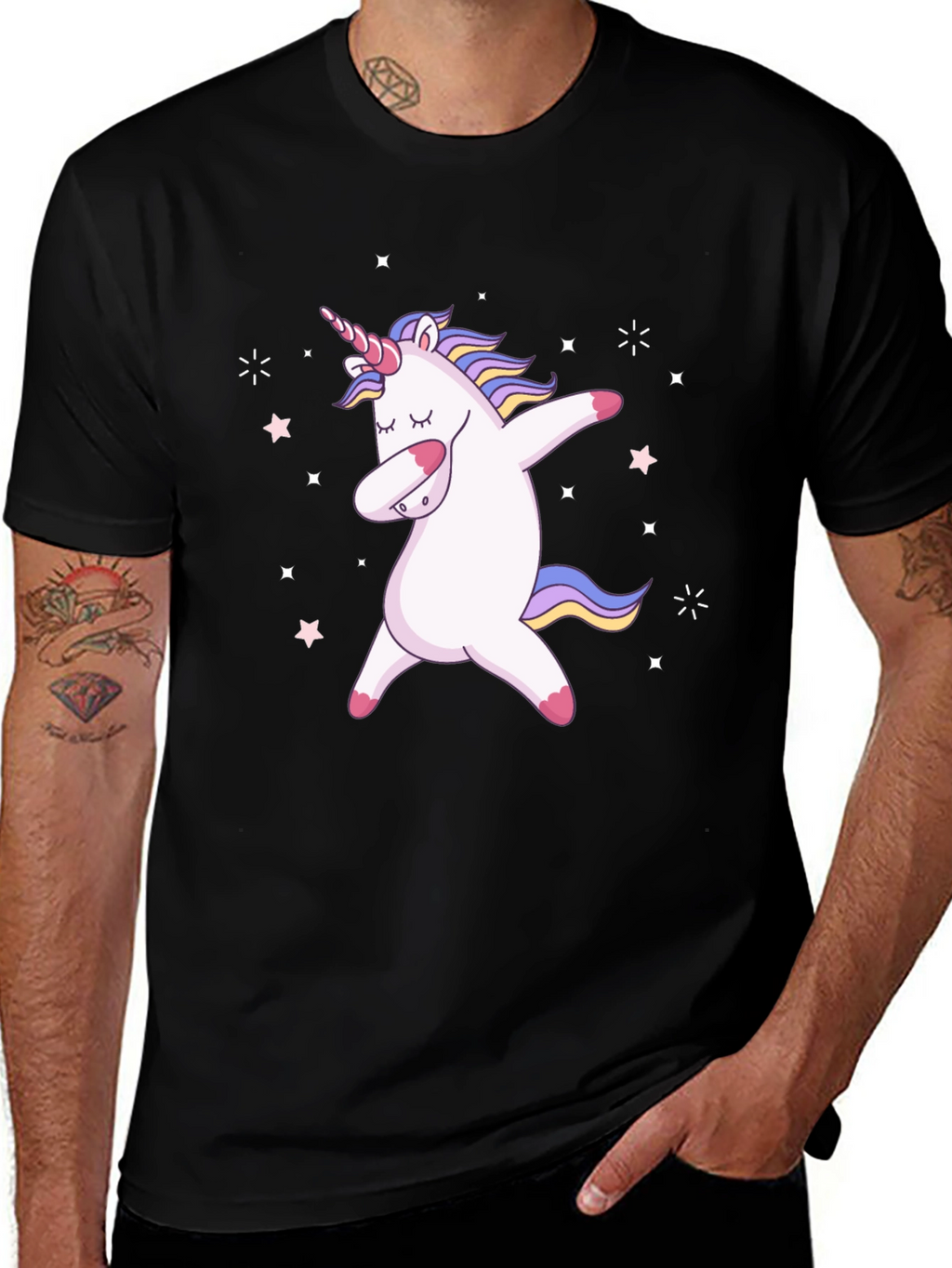 Dabbing Unicorn Black Graphic Tee