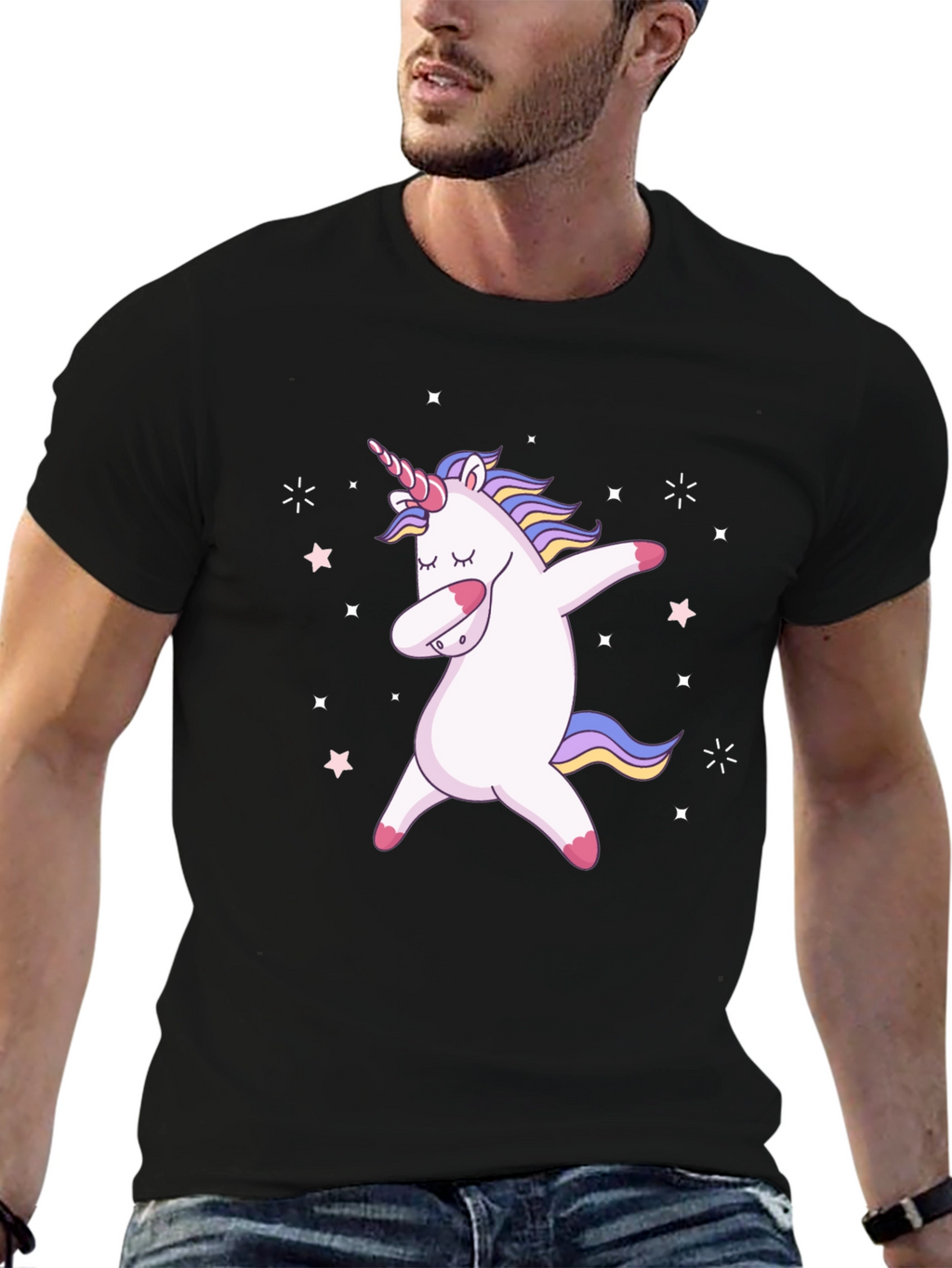 Dabbing Unicorn Black Graphic Tee