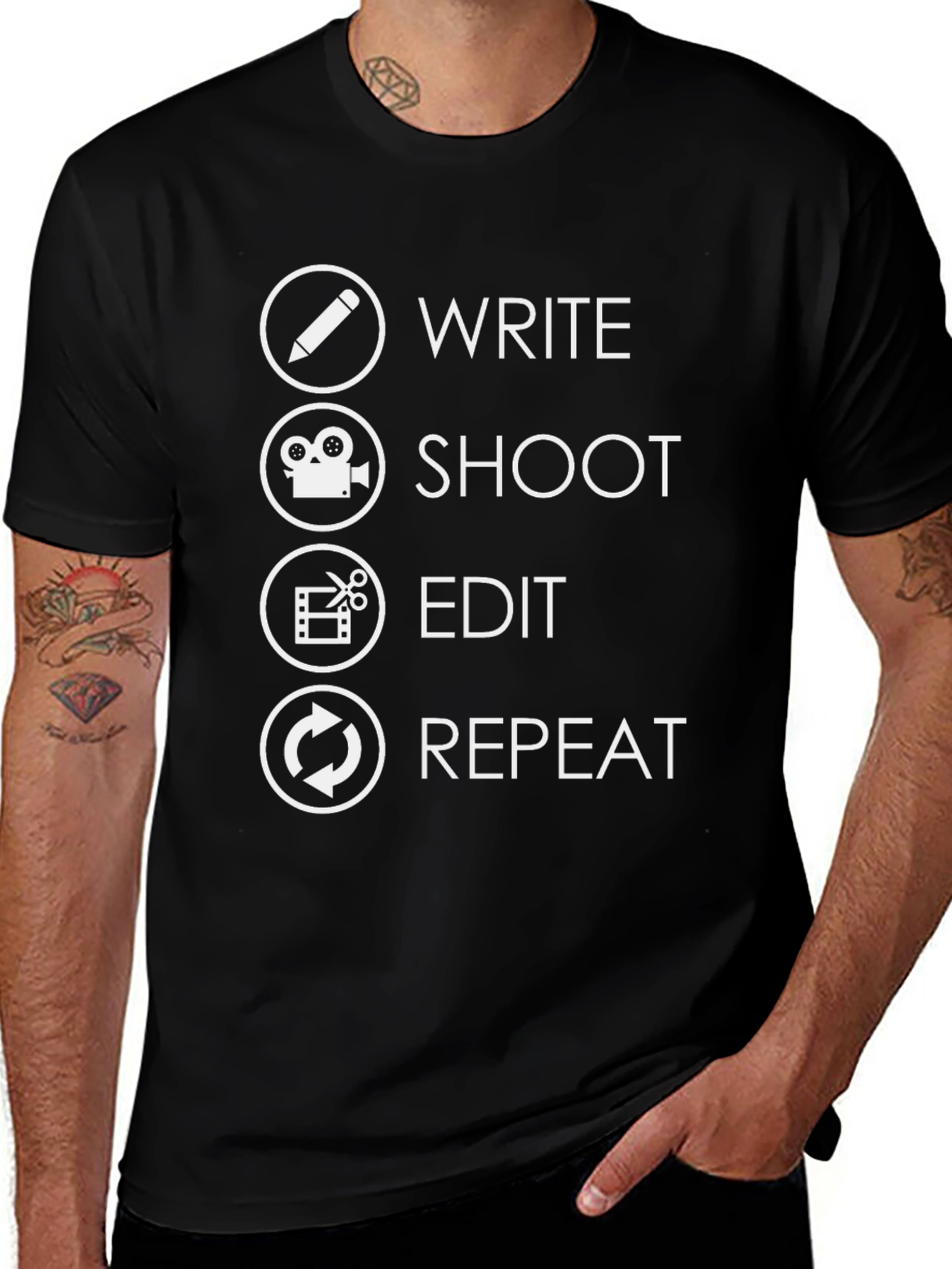 Write Shoot Edit Repeat T-Shirt - Filmmaker Gift